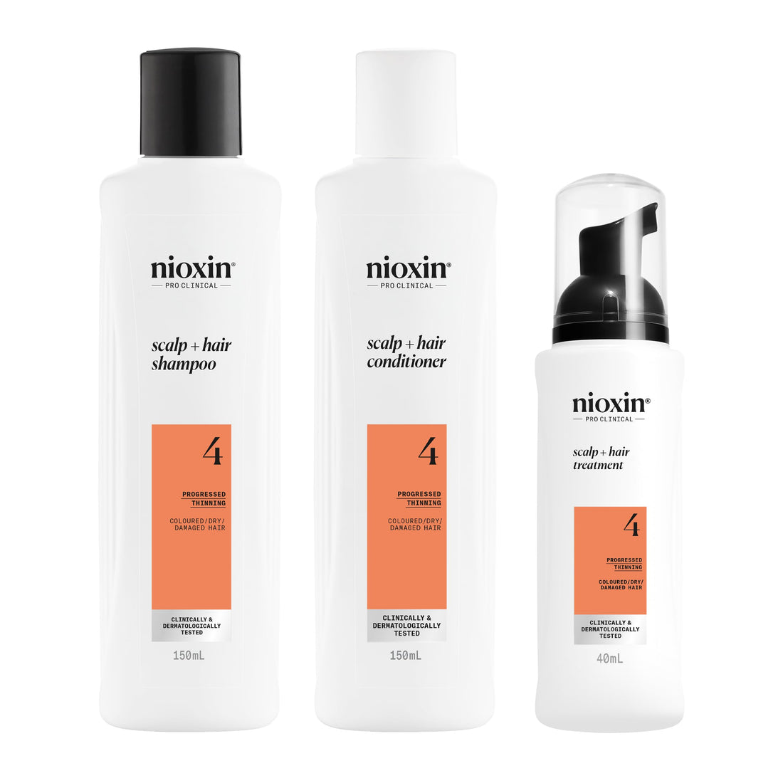 Nioxin System 4 - Hair Thickening System For Damaged Hair with Progressed Thinning - Biotin & Niacinamide - Shampoo, Conditioner, Serum Halalzen