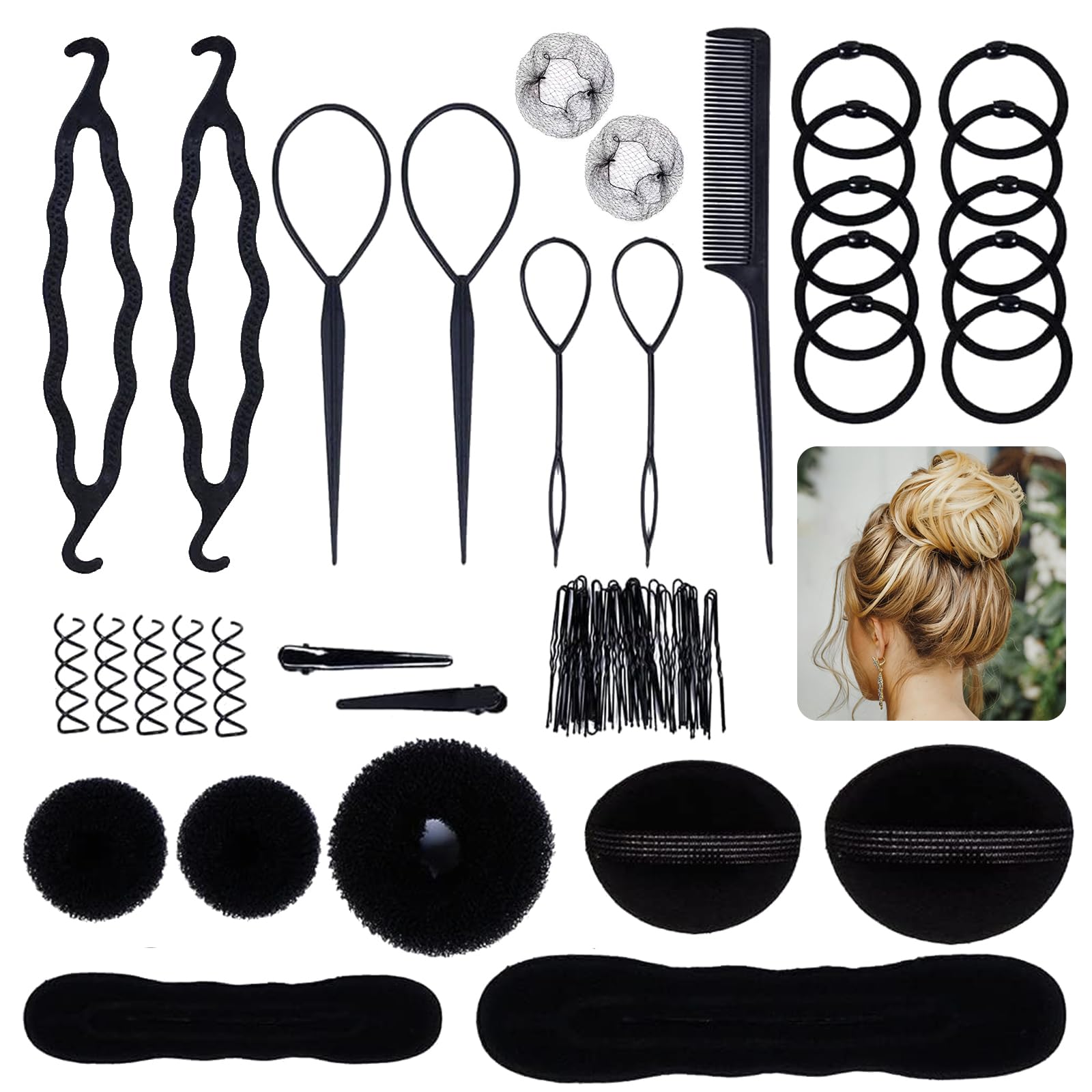 Oiomniv 72PCS Hair Styling Tools Set for Women, DIY Hair Braiding & Bun Maker Kit, Easy Hair Accessories for Updos, Ponytails & Braids, Home Hairdressing Styling Set, Hair accessories for girls Halalzen