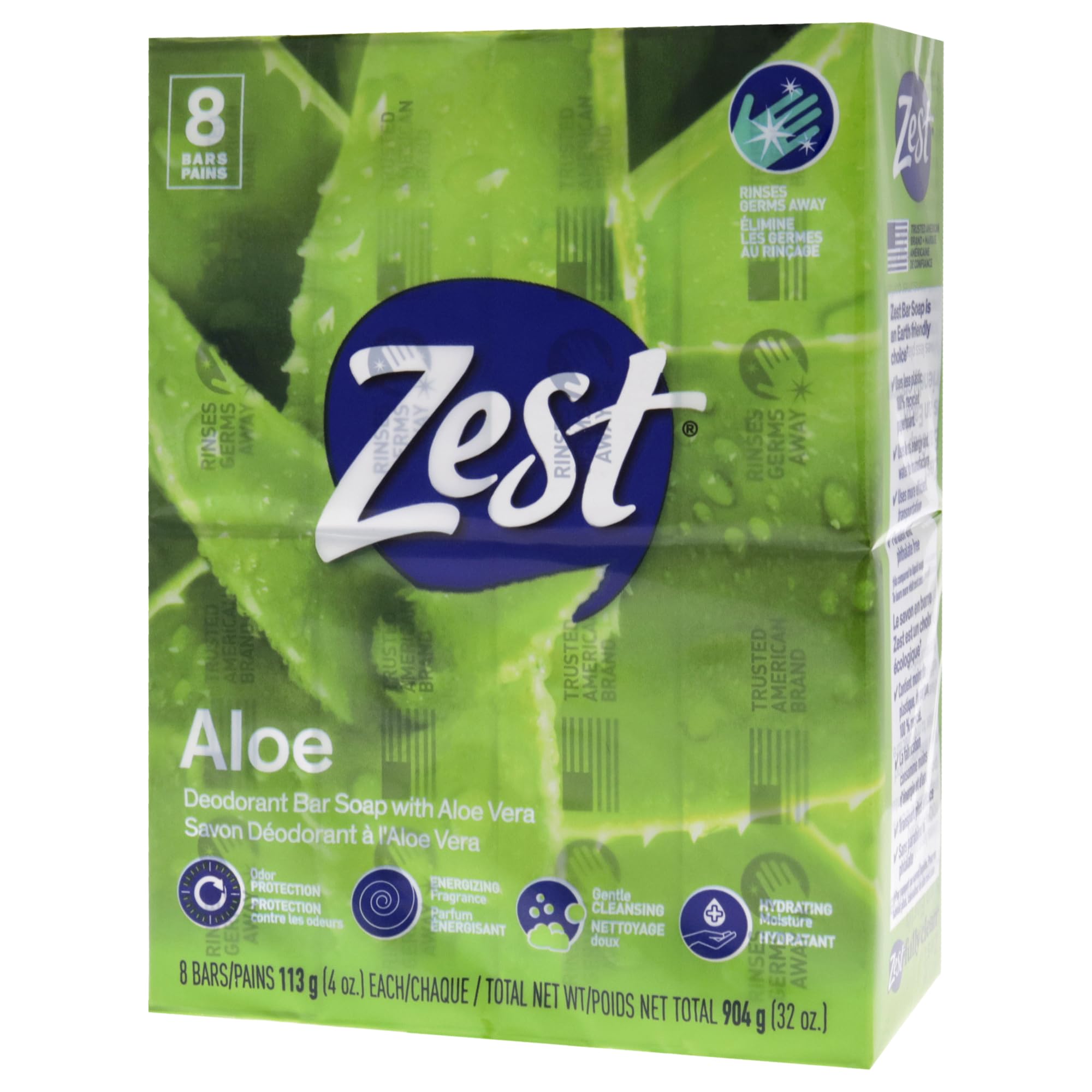 Zest Bar Soap - 8 Bars - Enriched With Cocoa Butter And Shea for Ultra Moisturizing Cleansing - Leaves Your Body Feeling Silky Smooth And Deeply Moisturized