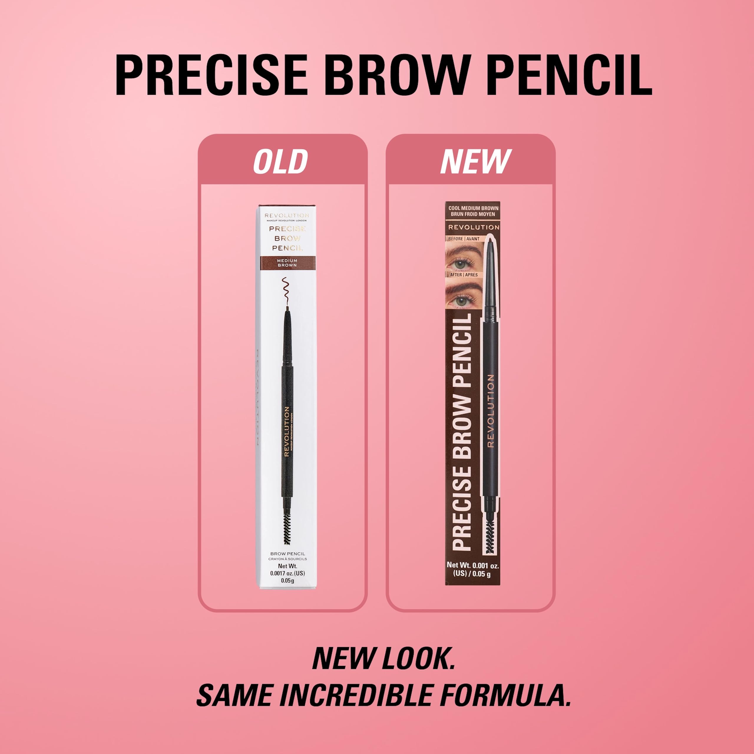 Revolution Precise Brow Pencil, Double-Ended Makeup Tool with Brush for Easy & Ultra Defined Brows and Bold Looks, Dark Brown, 0.05g