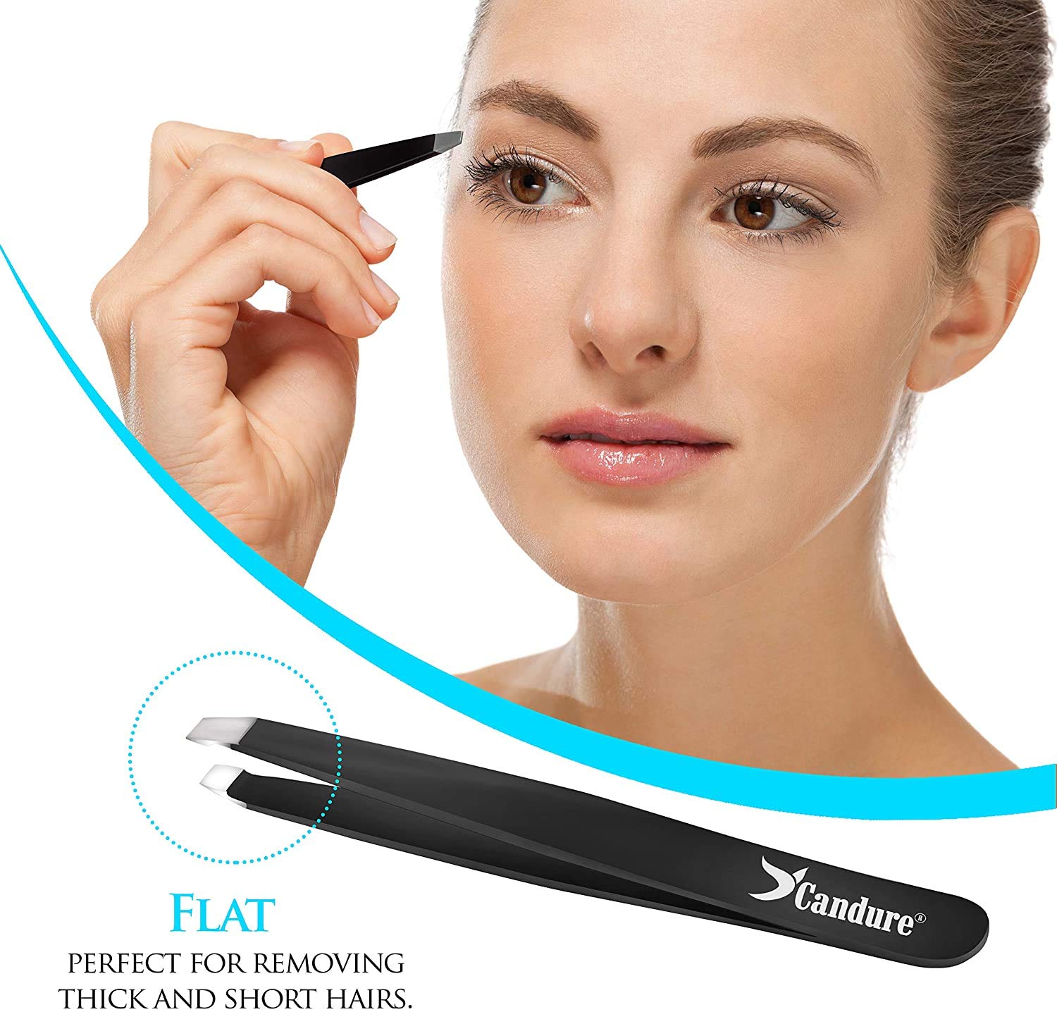 Candure Tweezers for Eyebrows - Professional Stainless Steel Slanted and Pointed Tip Hair Tweezers Set for Ingrown Hair, Blackhead Removal, Eyebrows Plucking Beauty Tool for Women Halalzen