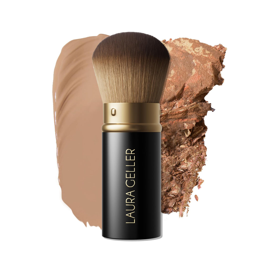 LAURA GELLER NEW YORK Retractable Black Kabuki Brush for Liquid, Cream and Powder Face Makeup With Aluminum Handle Halalzen