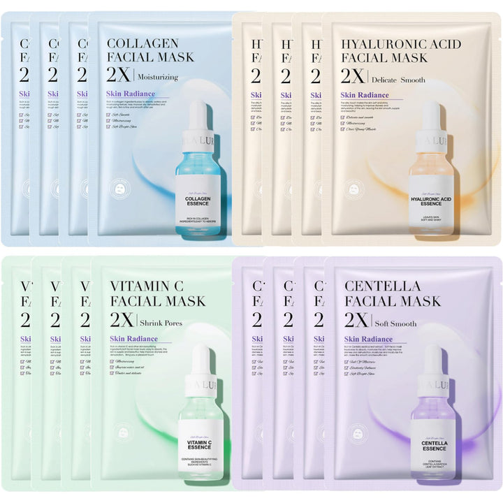 JORUN 12 Pcs Essence Hydrating Sheet Face Mask Set - Korean Sheet Masks Moisturizing,Anti-Aging, Brightening Face Masks Beauty Multipack - Vegan Face Mask Skincare for All Skin Types Halalzen