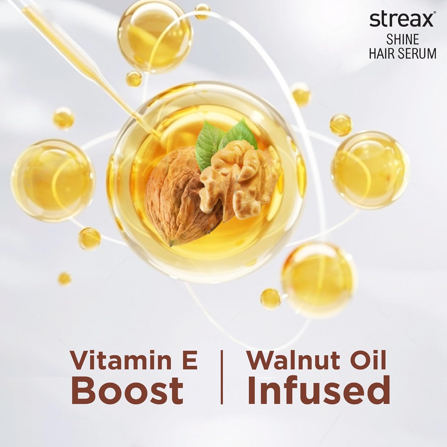Streax Hair Serum Enriched with Walnut Oil Gives Frizz-free Satin Smooth Hair 100ml (3.5 Oz)