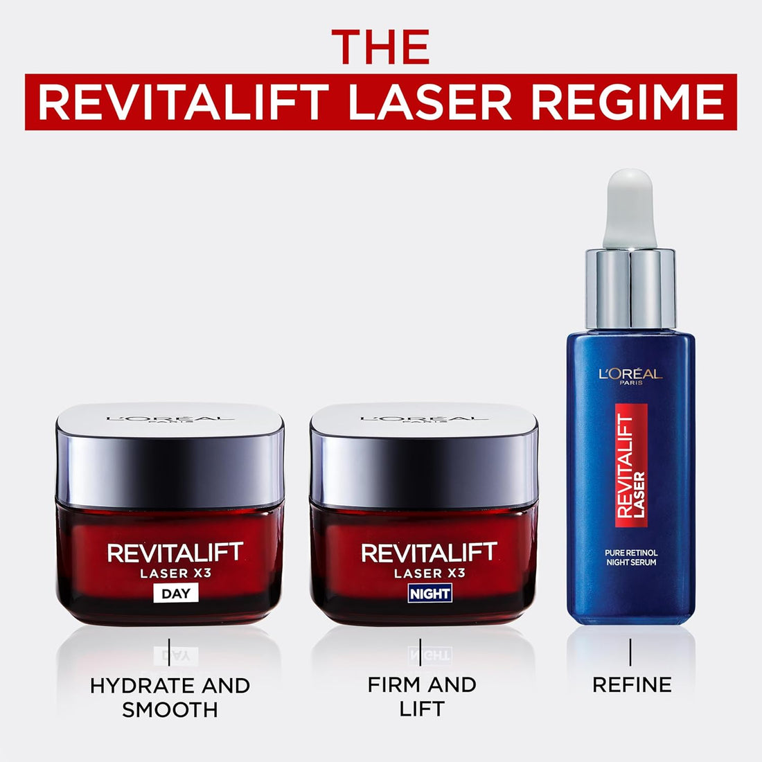 L’Oréal Paris Laser Renew Triple Action Anti-Ageing, Skin Retightening Day Cream, Visibly Reduce Wrinkles & Fine Lines; Moisturises, Firms & Brightens Skin; Retinol, Hyaluronic Acid & Vitamin C, 50ml