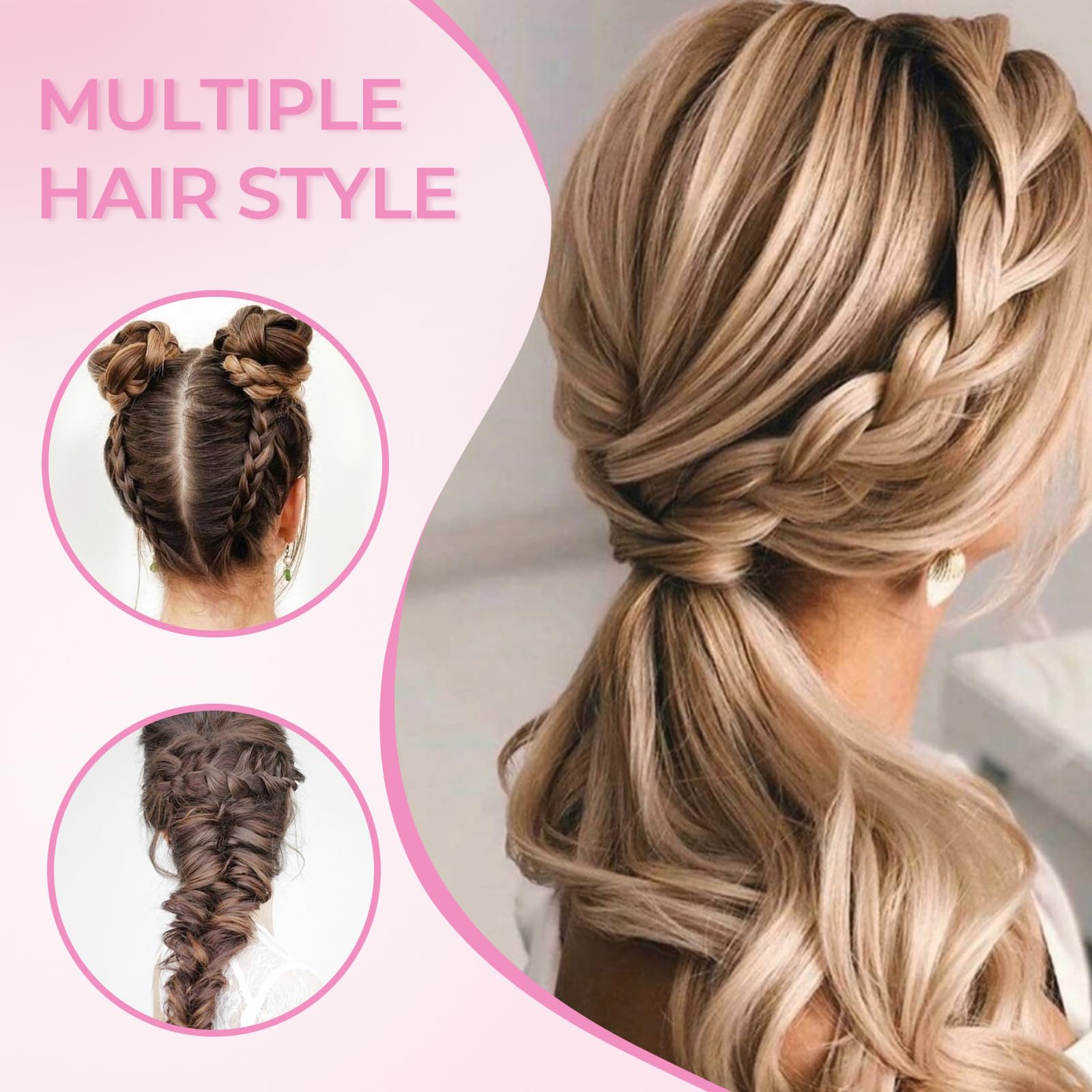 3pcs Topsy Tail Hair Tool, Hair Looping Tool Hair Braiding Tool with Rat Tail Comb, Tail French Braid Loop Tool, Fast Hair Styling Accessories, Hair Braiding Tool for Making Hair Style Halalzen