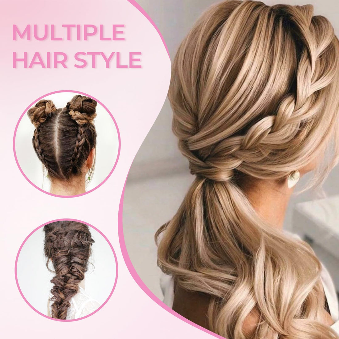 3pcs Topsy Tail Hair Tool, Hair Looping Tool Hair Braiding Tool with Rat Tail Comb, Tail French Braid Loop Tool, Fast Hair Styling Accessories, Hair Braiding Tool for Making Hair Style Halalzen