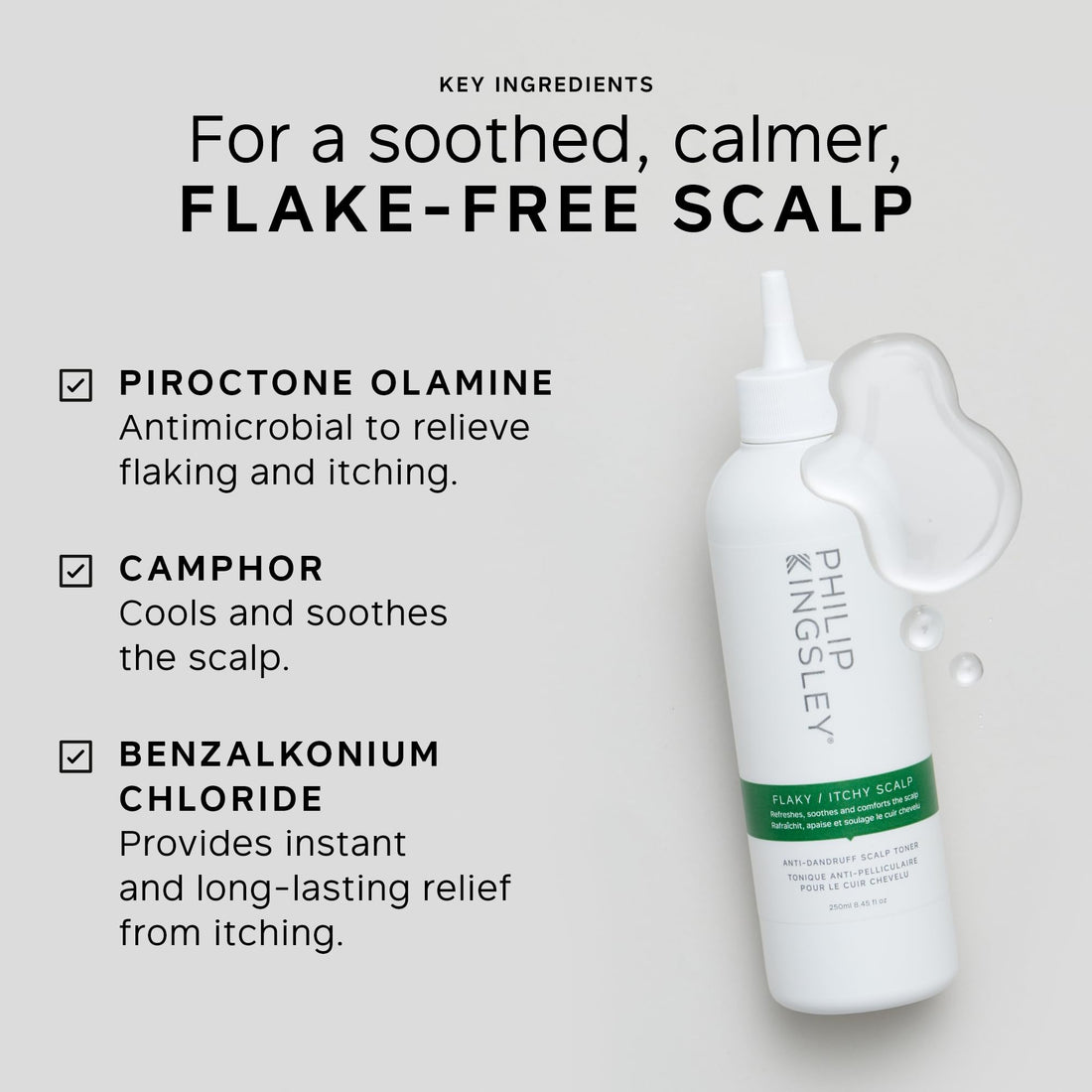 Philip Kingsley | Flaky/Itchy Scalp Toner | Anti Dandruff Toner for Dry and Oily Scalps | Soothing and Calming Scalp Care Products | Refreshes, Relieves, Soothes, and Comforts the Scalp | 75ml