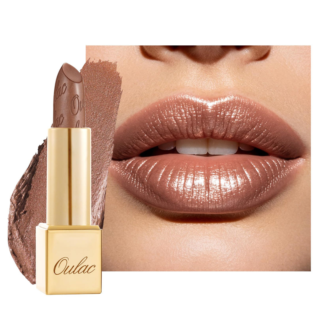 OULAC Metallic Shine Glitter Lipstick, Pink High Impact Lipcolor, Lightweight Soft and Ultra Hydrating, Long Lasting, Vegan & Cruelty-Free, Full-Coverage Lip Color 4.3 g/0.15 HIP & HIPPIE(11) Halalzen