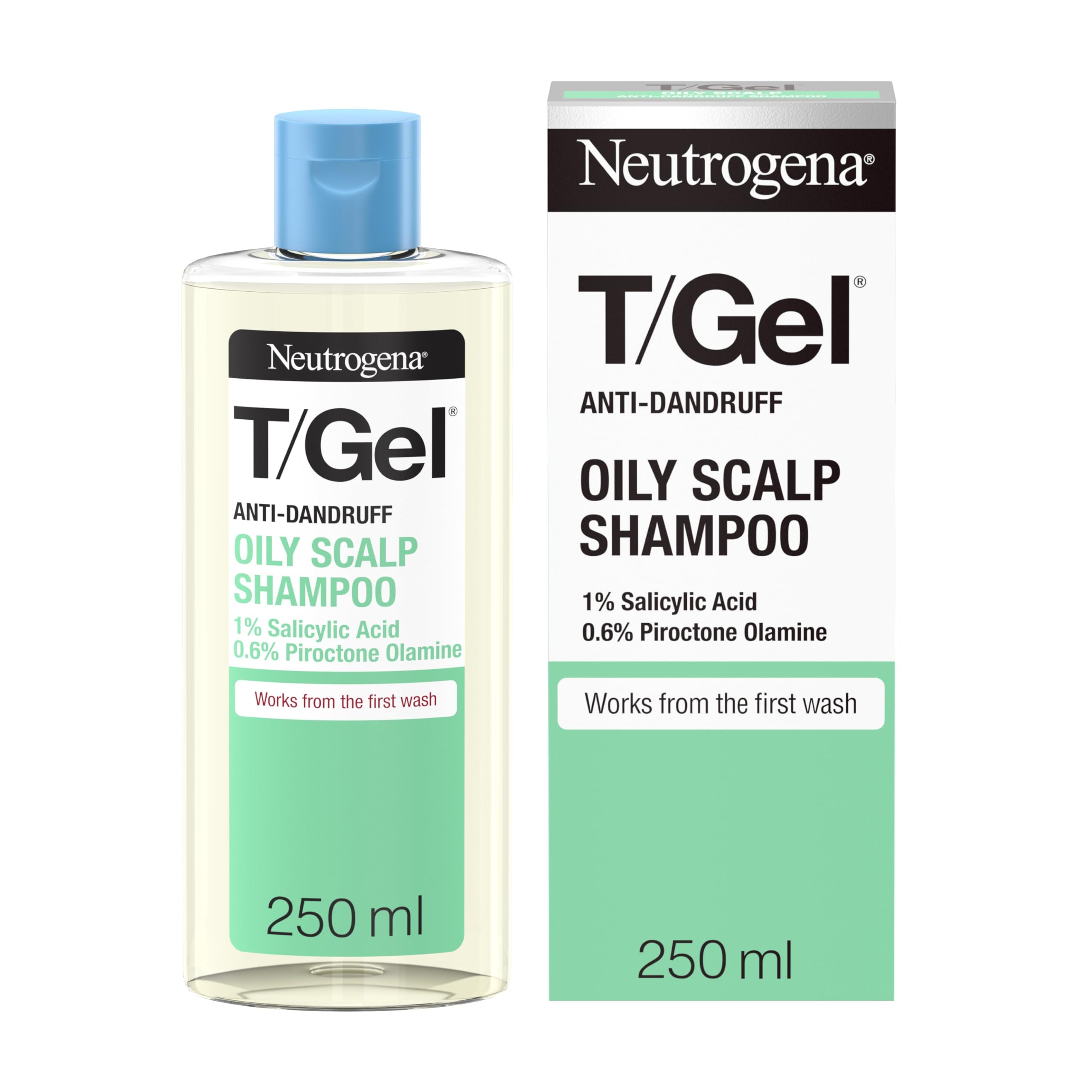 Neutrogena T/Gel Anti Dandruff Shampoo for Oily Scalp and Hair (1x 250ml), Daily Anti-Dandruff Shampoo with Salicylic Acid to Remove Excess Oils from First Wash Halalzen