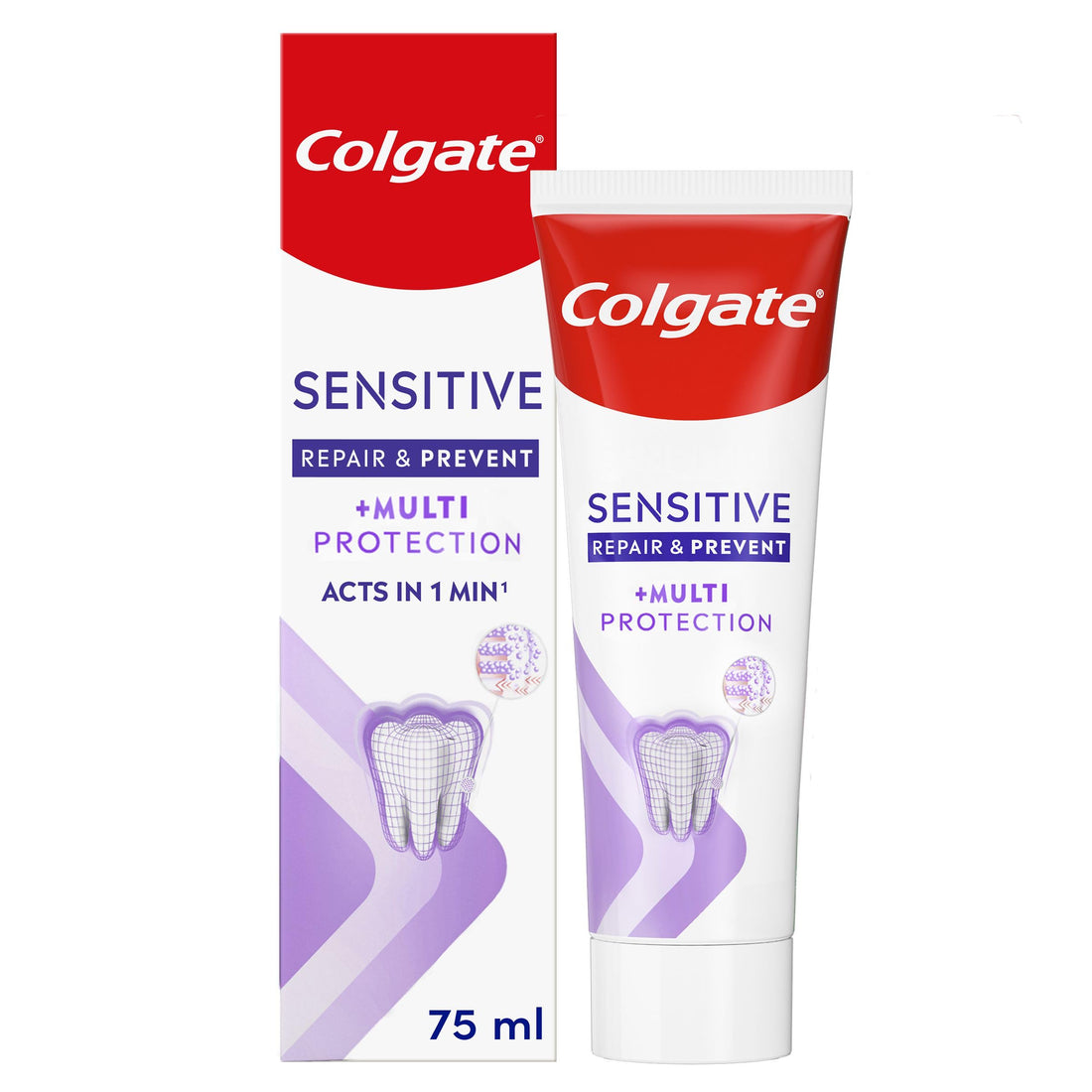 Colgate Sensitive Repair & Prevent + Gentle Whitening Toothpaste 75ml, Toothpaste for Sensitive Teeth, Acts in 1 Minute, Seals and Repairs Sensitive Areas of Teeth, Prevents Pain Coming Back