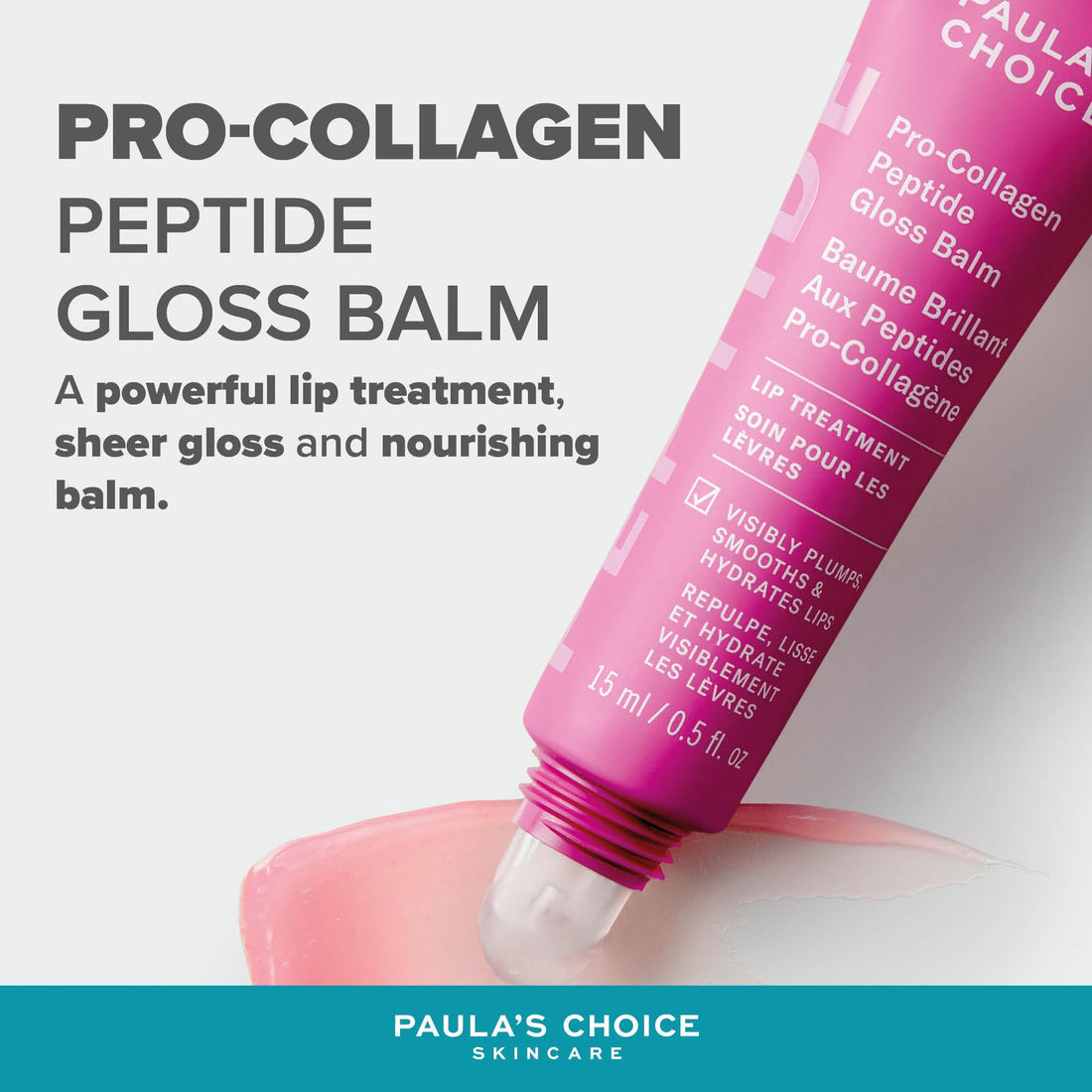 Paula's Choice Pro-Collagen Peptide Gloss Balm - Deeply Hydrates - Anti-Ageing - Plumps & Smooths Lips - Non-sticky with Glossy Finish - Lip Treatment with Shea Butter - All Skin Types - 15 ml Halalzen