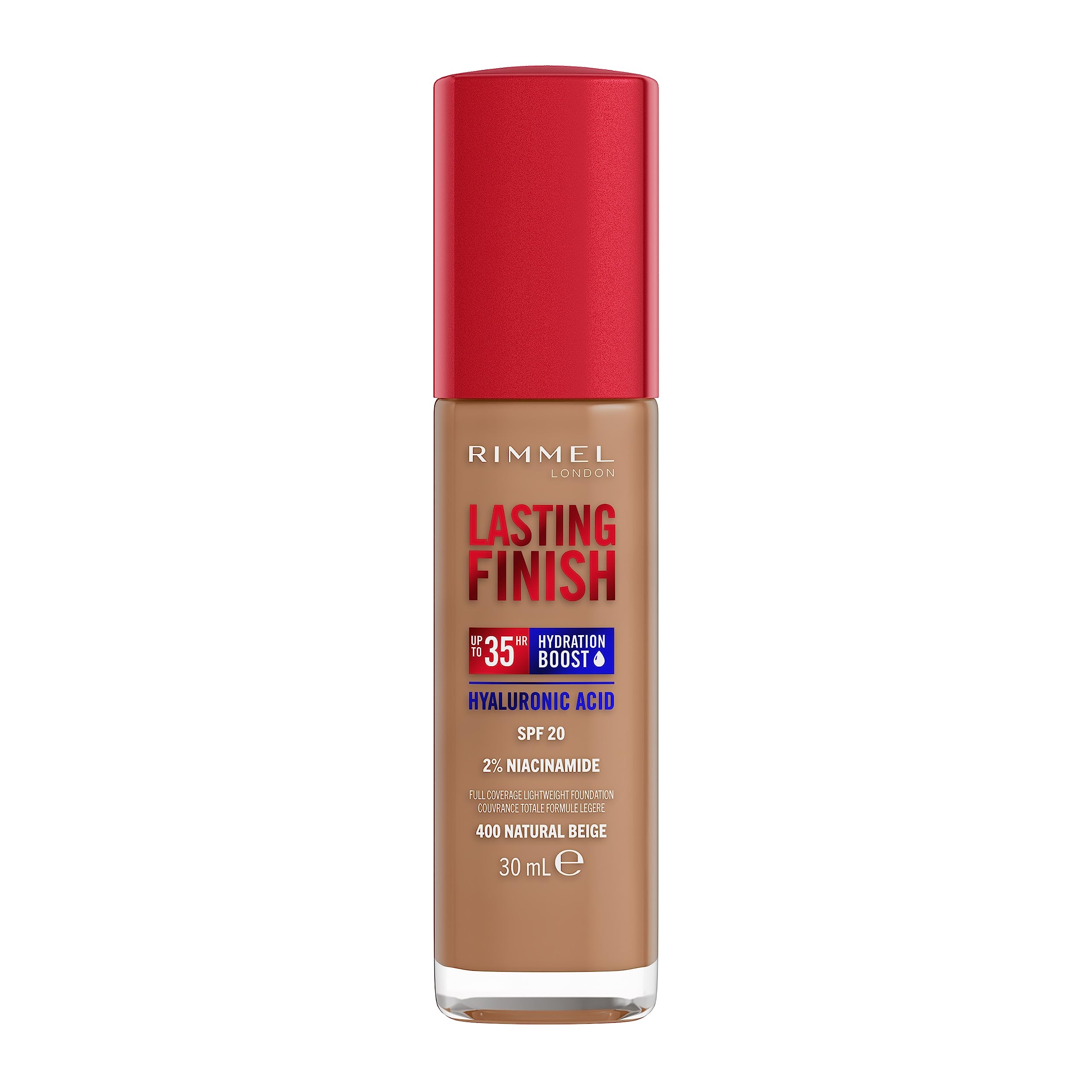 Rimmel Lasting Finish 35Hr Foundation 200 Soft Beige, Full Coverage, Hydrating, SPF20, Hyaluronic Acid, Vitamin E, 2% Niacinamide, All Day Wear, Vegan, Cruelty Free Halalzen