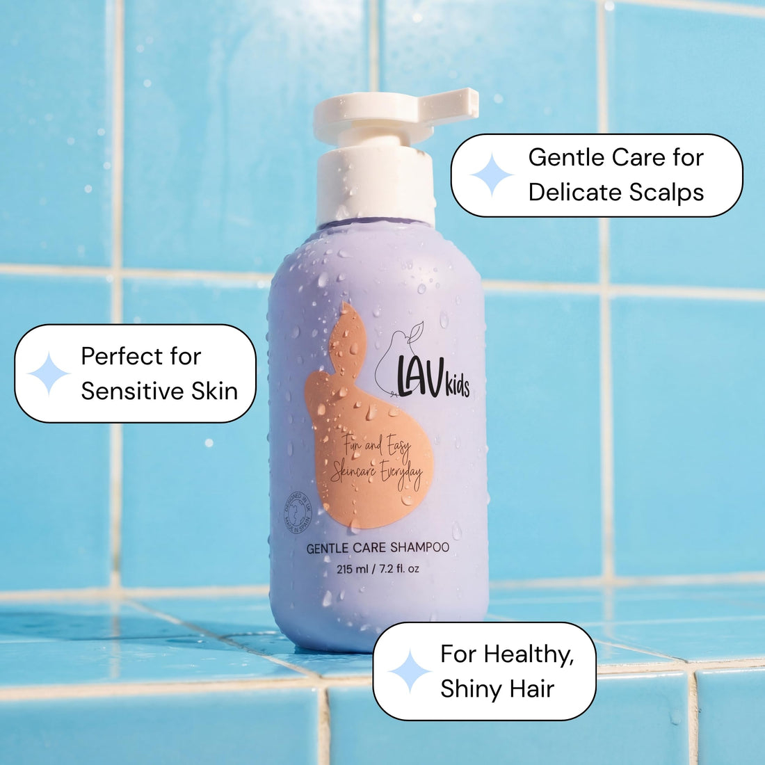 Lav Kids Natural Hair Care Bundle for Daily Use, Algae Extract and Moisturizing (Shampoo + Conditioner)
