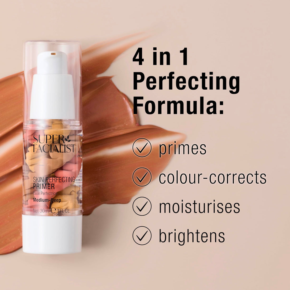 Super Facialist Skin Perfecting Primer - Base Face Primer to Hydrate, Protect & Refine with Colour Corrector Technology, Hyaluronic Acid & Niacinamide, Vegan Friendly Make Up Primer, 30ml Halalzen