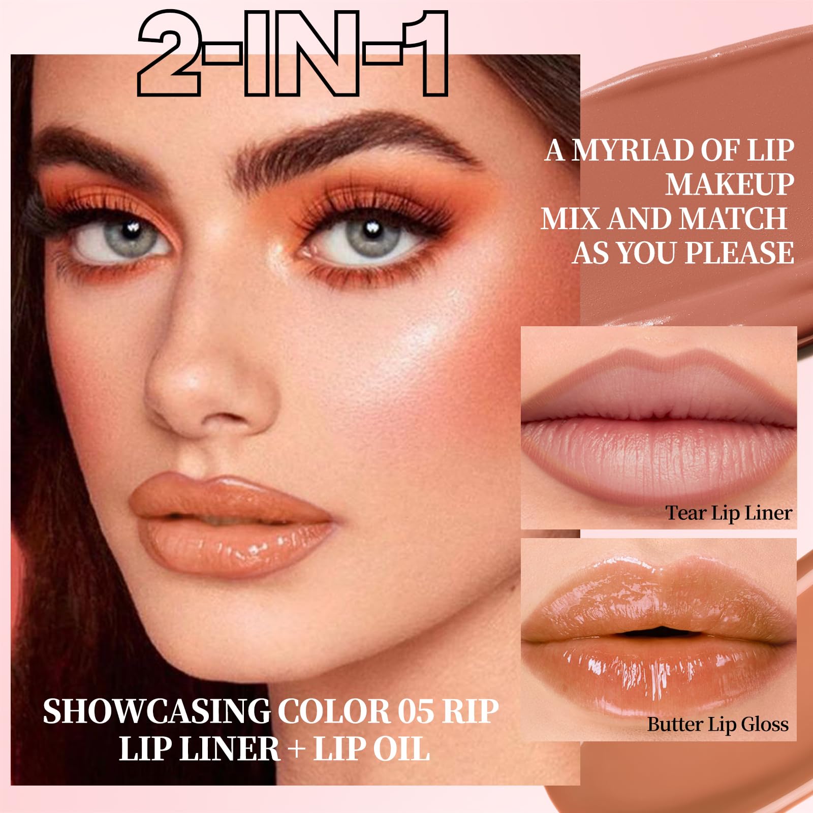 3PCS Matte Liquid Lipstick Lip Gloss & Liner Set - All-IN-One Lip Kit, Velvety Nude Color, Waterproof Make Up Set (# 03) Halalzen