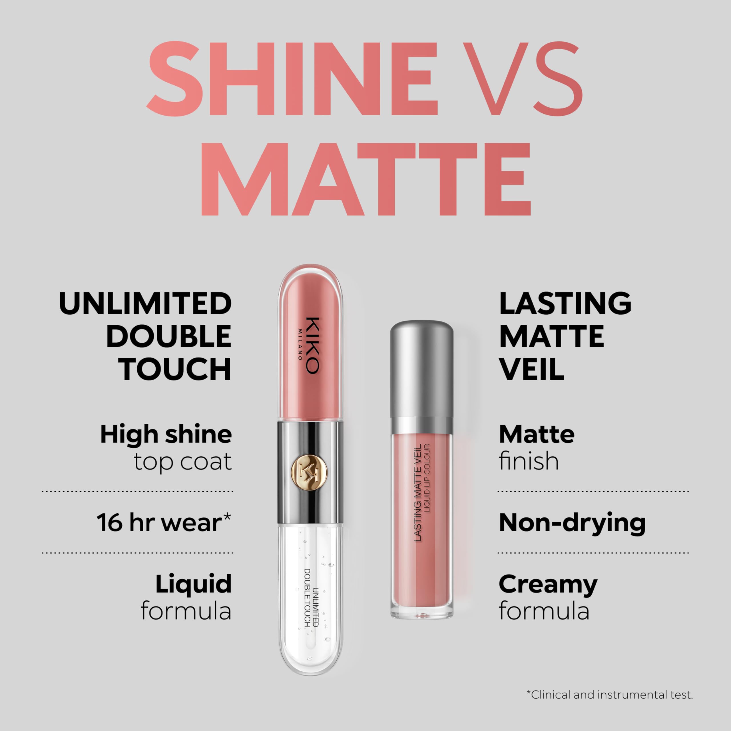 KIKO Milano Unlimited Double Touch 120, Liquid Lipstick With A Bright Finish In A Two-Step Application. Lasts Up To 12 Hours. No-Transfer Base Colour Halalzen