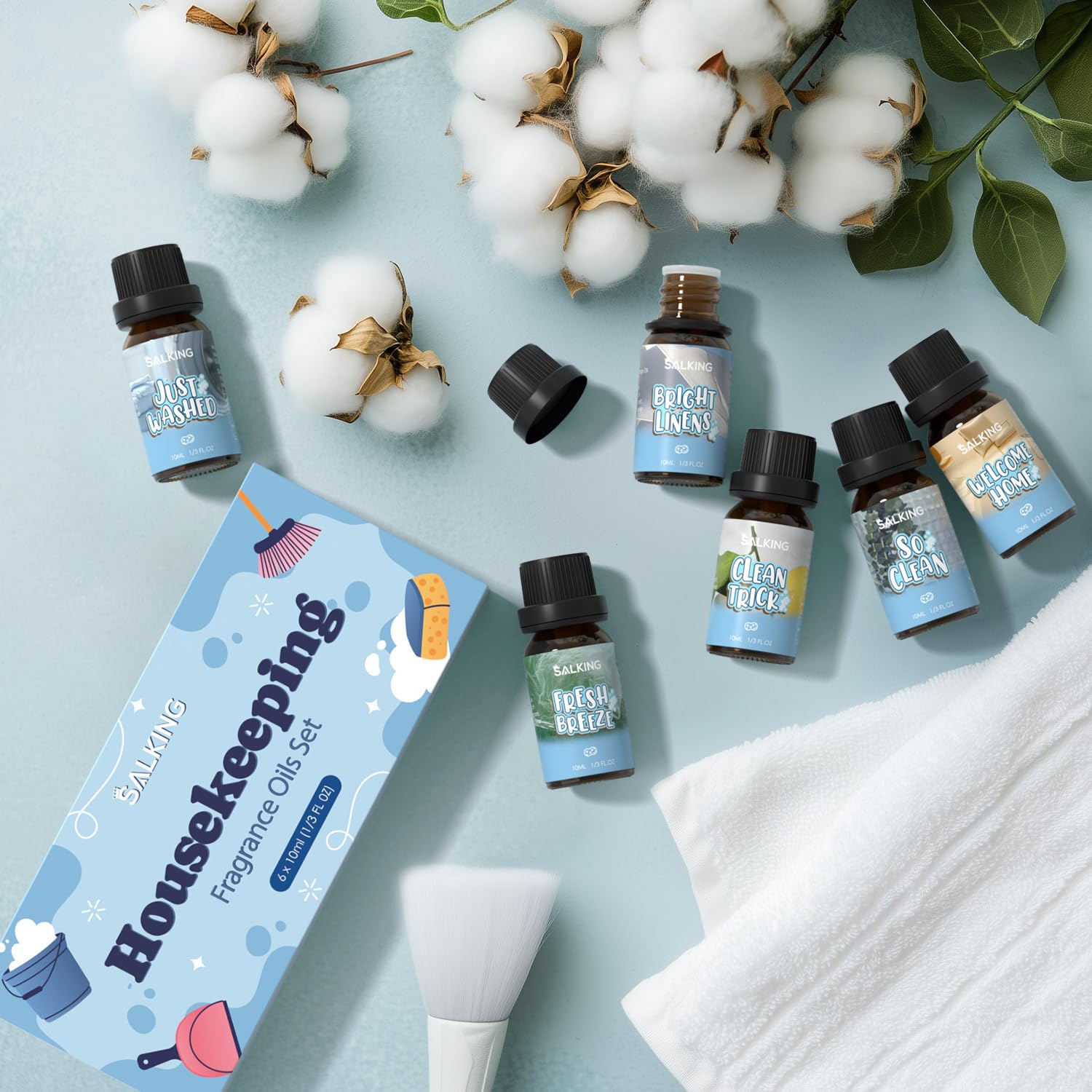 SALKING Essential Oils Set, 100% Pure Fragrance Oil AromatherapyGift, Premium Scented Oils for Diffusers 6 x 10 ML - Lavender, Rose, Jasmine, Cherry Blossom, Gardenia, Chamomile, Pink