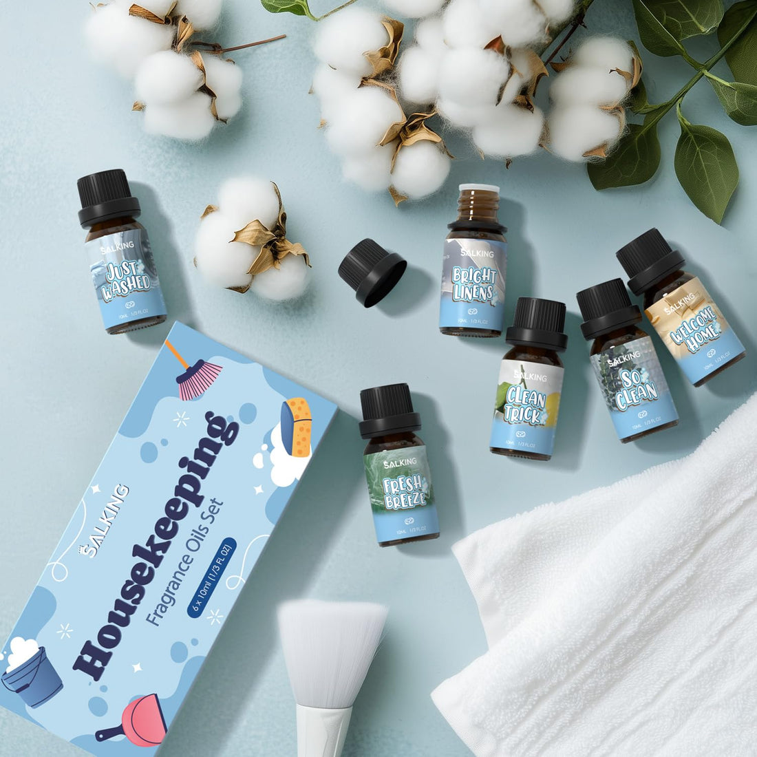 SALKING Essential Oils Set, 100% Pure Fragrance Oil AromatherapyGift, Premium Scented Oils for Diffusers 6 x 10 ML - Lavender, Rose, Jasmine, Cherry Blossom, Gardenia, Chamomile, Pink