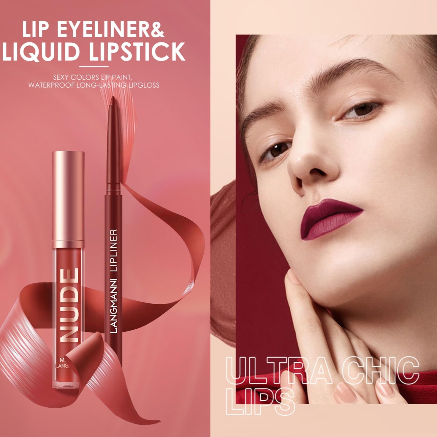 LANGMANNI 6 Matte Lipstick with 6 Lipliners Durable Lip Gloss,Long-Lasting&Waterproof Non-Stick Cup High Pigmented Velvet Lipgloss Kit,Beauty Cosmetics Gift for Girls(12PCS) Halalzen