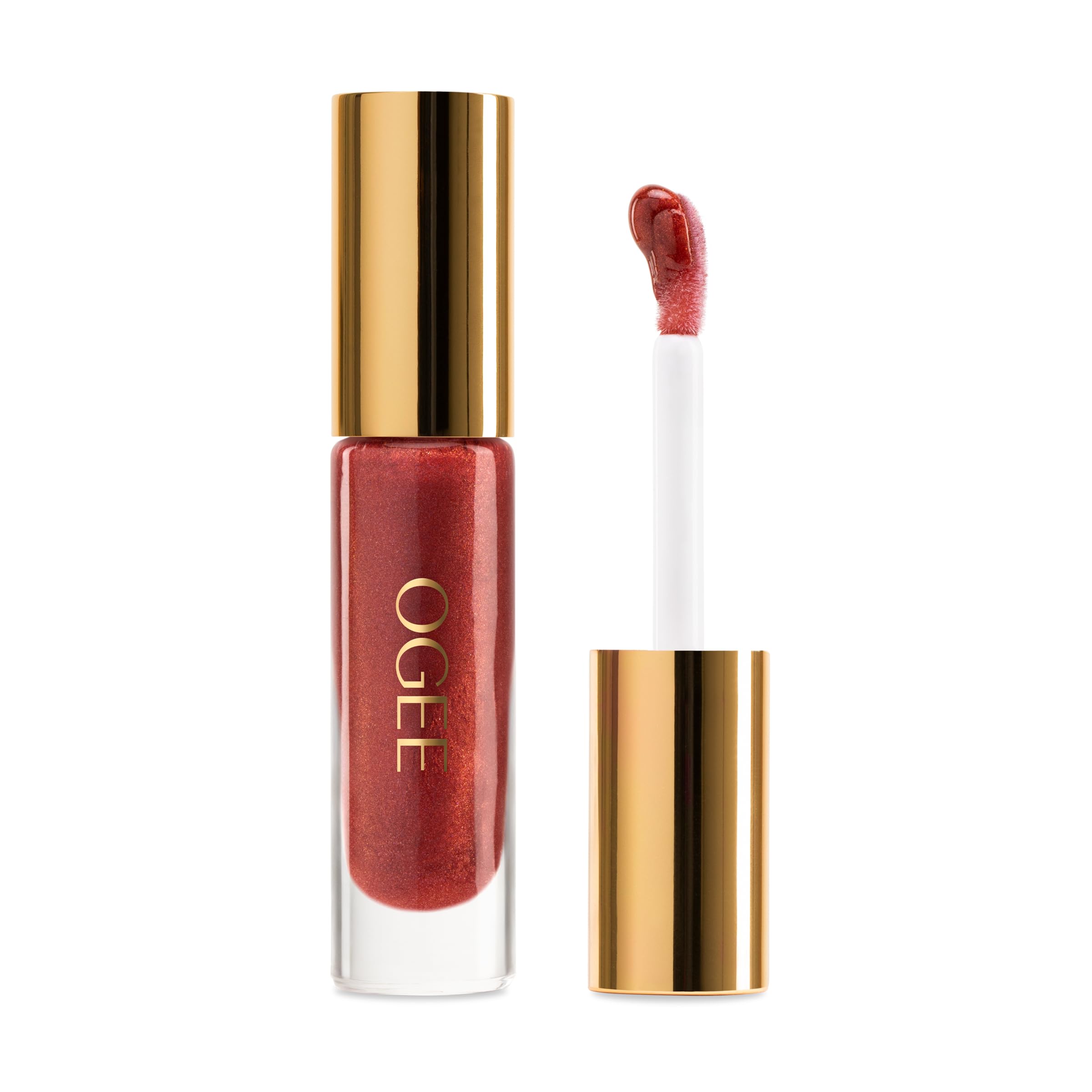 Ogee Beyond Clean Lip Gloss - Certified Organic Lip Gloss for Women - Effortlessly Plump, Hydrate & Add High-Shine Color, Freesia - Desert Rose Shimmer