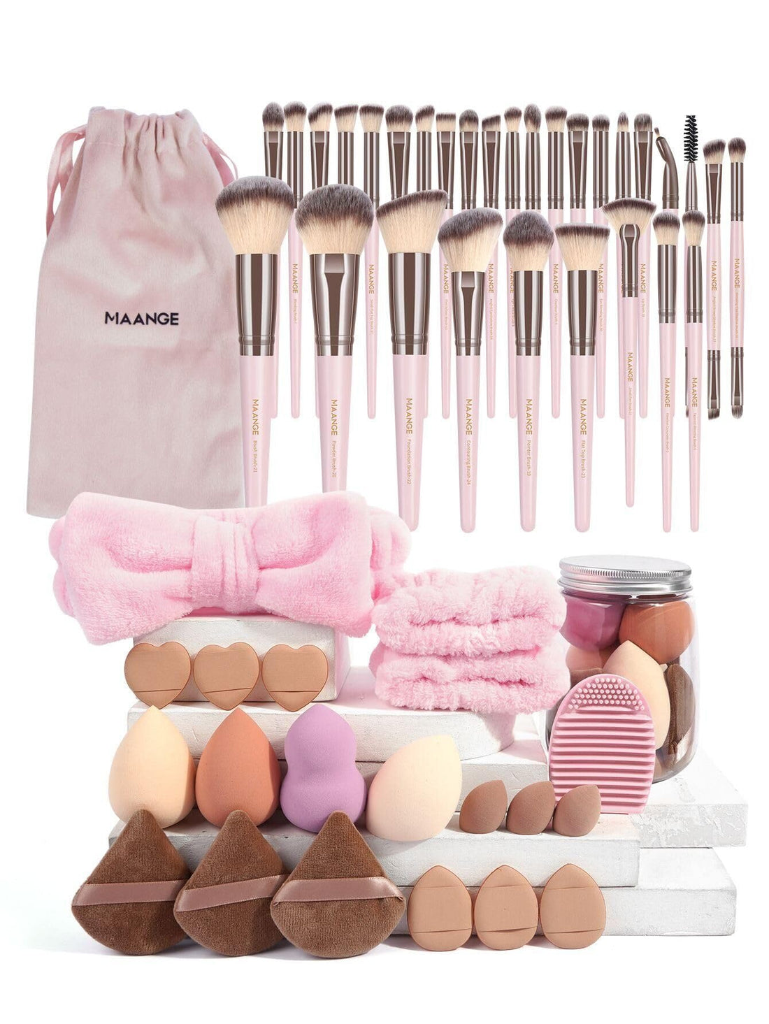 MAANGE Makeup Brushes, 51 Pcs Makeup Tool Set Multi-functional Makeup Brush Set Foundation Powder Blush Concealers Eyeshadows Make up Brushes(Champagne) Halalzen