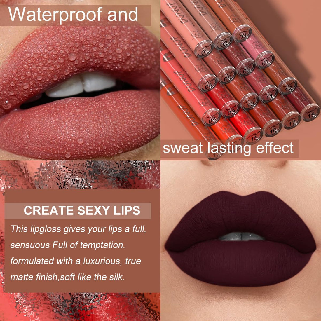 12 Colors Matte Liquid Lipstick Set Velvety Lip Gloss Lip Kit Waterproof Long Lasting Wear Nude Lip Gloss Beauty Cosmetics Gift Box Set (Set A, Set A) Halalzen