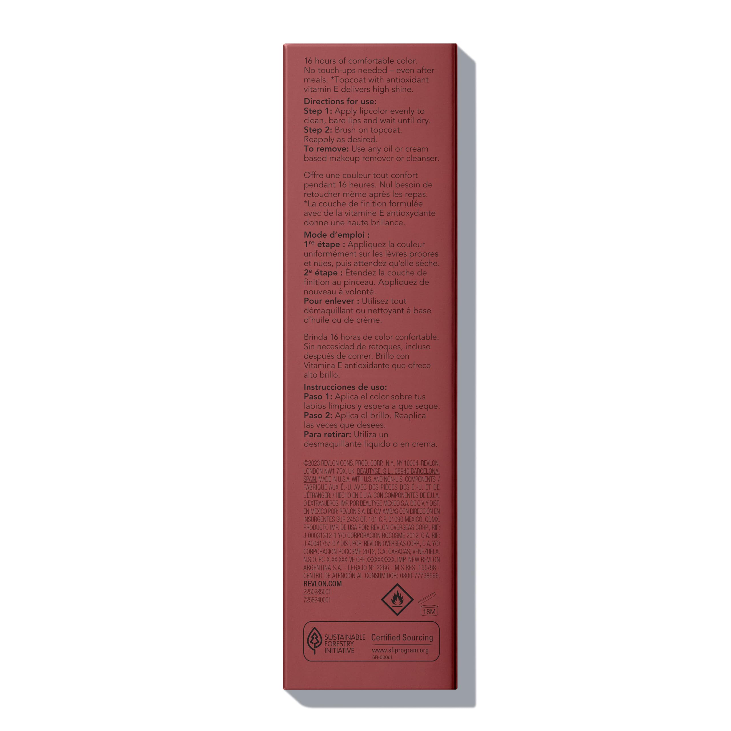 Revlon Liquid Lipstick with Clear Lip Gloss, ColorStay Overtime Lipcolor, Dual Ended with Vitamin E, 370 Everlasting Rum, 0.07 Fl Oz