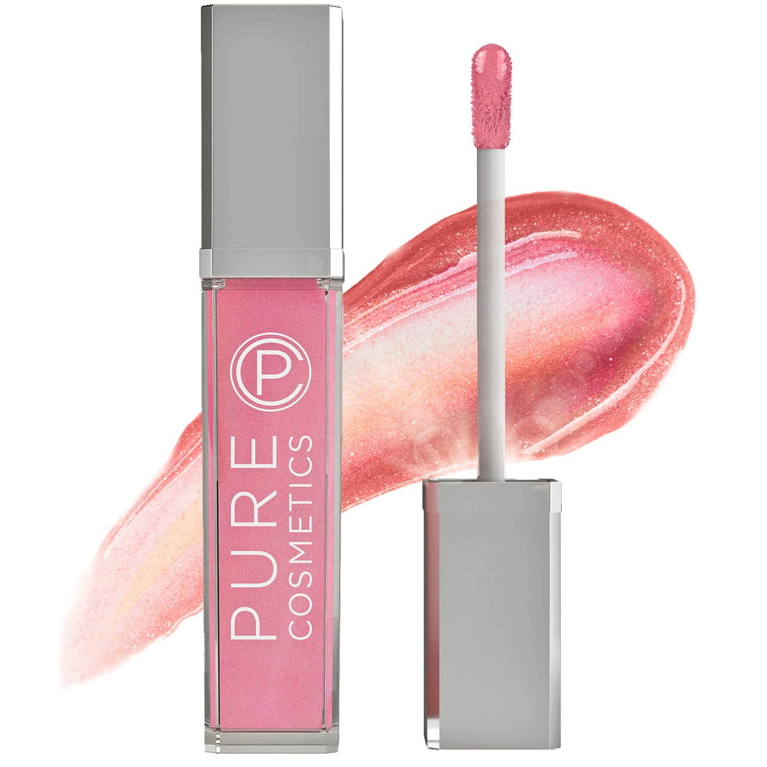 Pure Illumination Light-Up Lip Gloss with LED-Lit Applicator Brush + Side Mirror, Non-Sticky, Moisturizing Hydrating Lip Glosses with Lanolin, Jojoba Oil, & Vitamin E, Wine Berry