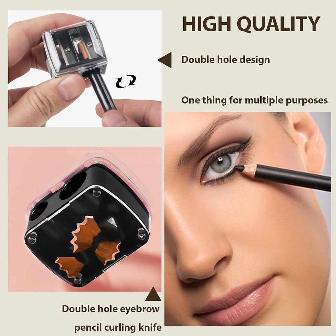 2PCS Makeup Sharpener,Lip Liner Sharpene,Eyeliner Sharpener, Dual Cosmetic Pencil Sharpener for Eye and Brow Pencils, Eyeliner, Lip Liner, Essential Cosmetic Makeup Tool Halalzen
