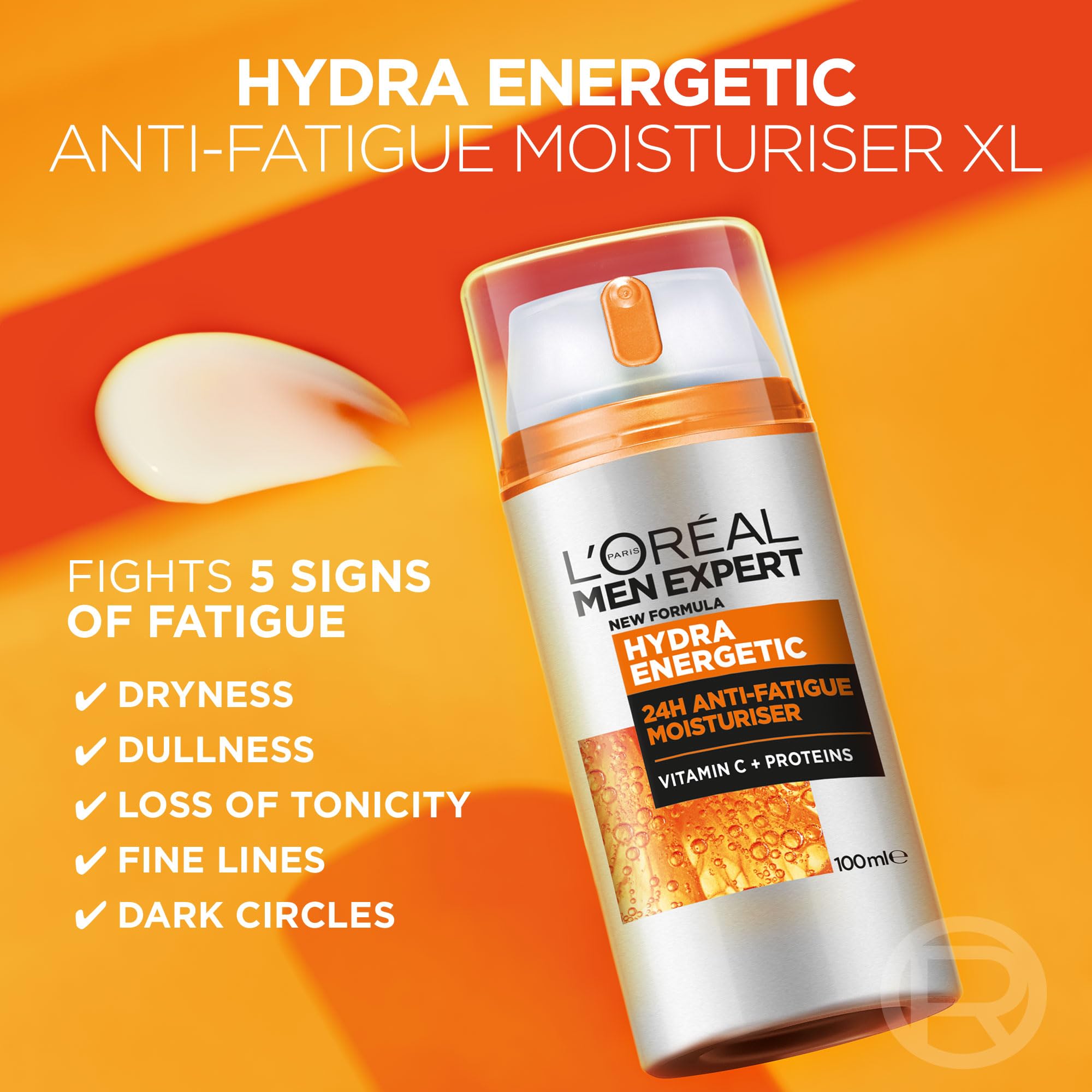 L'Oreal Men Expert Power Age Moisturiser, Hydrating & Revitalising Hyaluronic Acid Moisturiser for Men, designed for Ageing, Dry & Dull Skin 100ml, 1