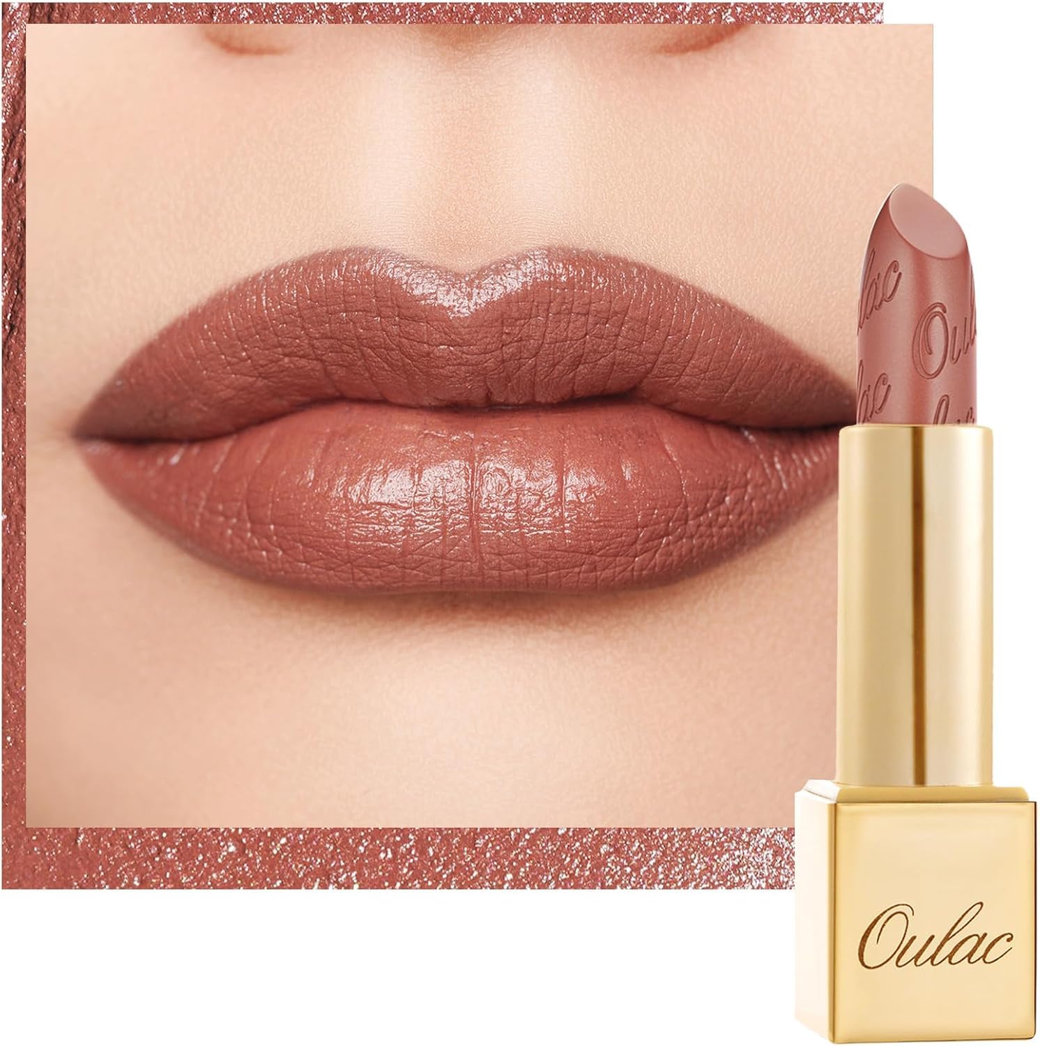 OULAC Metallic Shine Glitter Lipstick, Pink High Impact Lipcolor, Lightweight Soft and Ultra Hydrating, Long Lasting, Vegan & Cruelty-Free, Full-Coverage Lip Color 4.3 g/0.15 HIP & HIPPIE(11) Halalzen