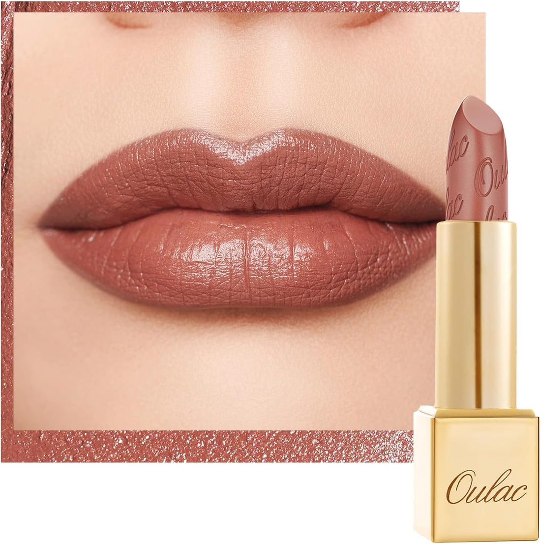 OULAC Metallic Shine Glitter Lipstick, Pink High Impact Lipcolor, Lightweight Soft and Ultra Hydrating, Long Lasting, Vegan & Cruelty-Free, Full-Coverage Lip Color 4.3 g/0.15 HIP & HIPPIE(11) Halalzen