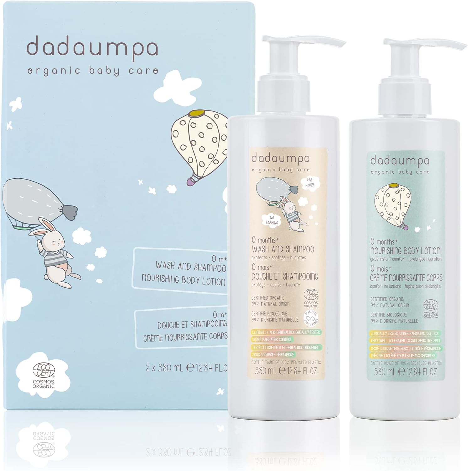 Baby Bath & Care Kit Including Hair & Body Cleanser 380ml and Moisturising Lotion 380ml, New Born Baby Essentials with Body Cleanser and Moisturising Lotion