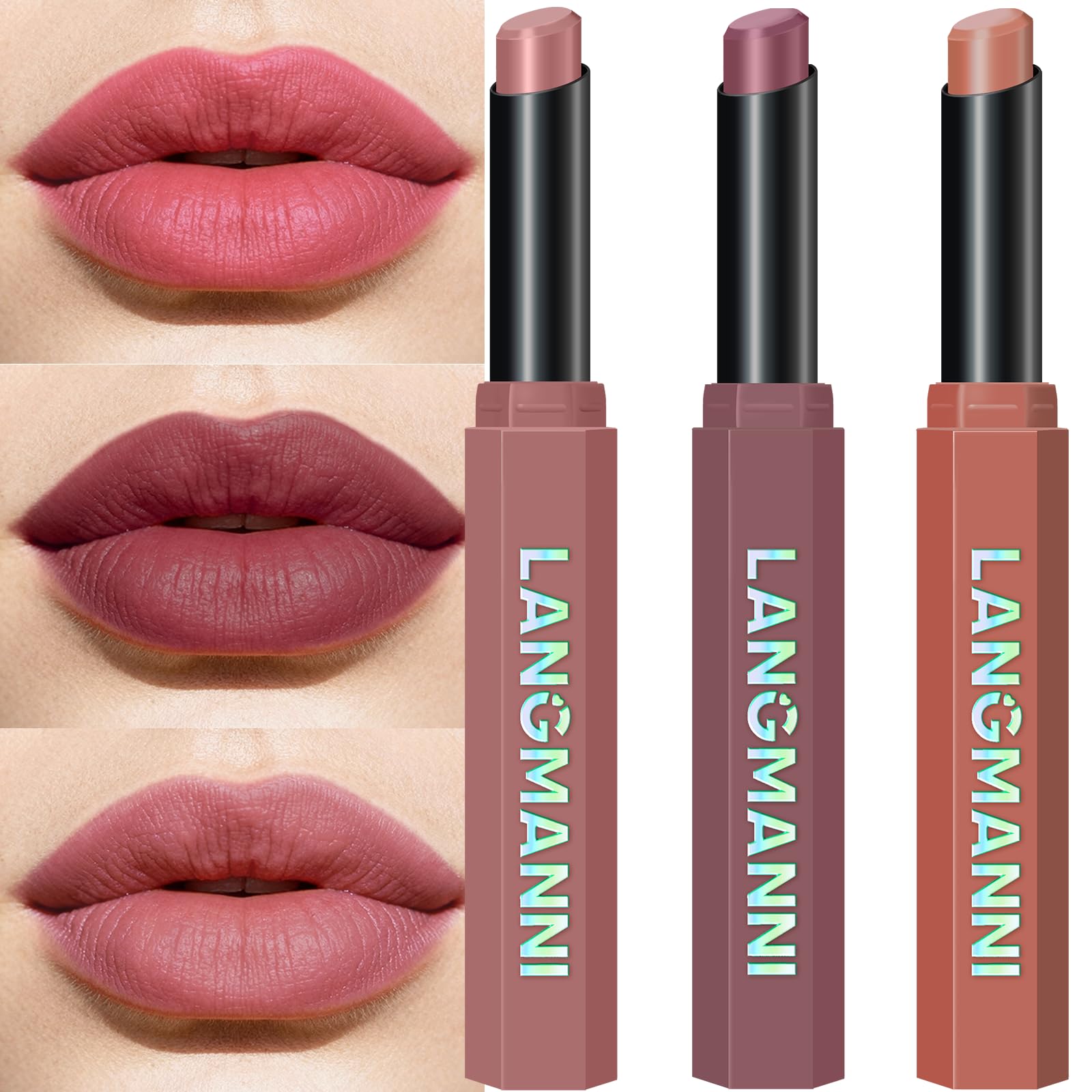 12Pcs Velvet Matte Lipstick Nude Matte Soft Dark Color Stick High Pigmented Long-Lasting Waterproof Lip Stick Lip Balm Beauty Cosmetics Gift for Women(01#-12#)