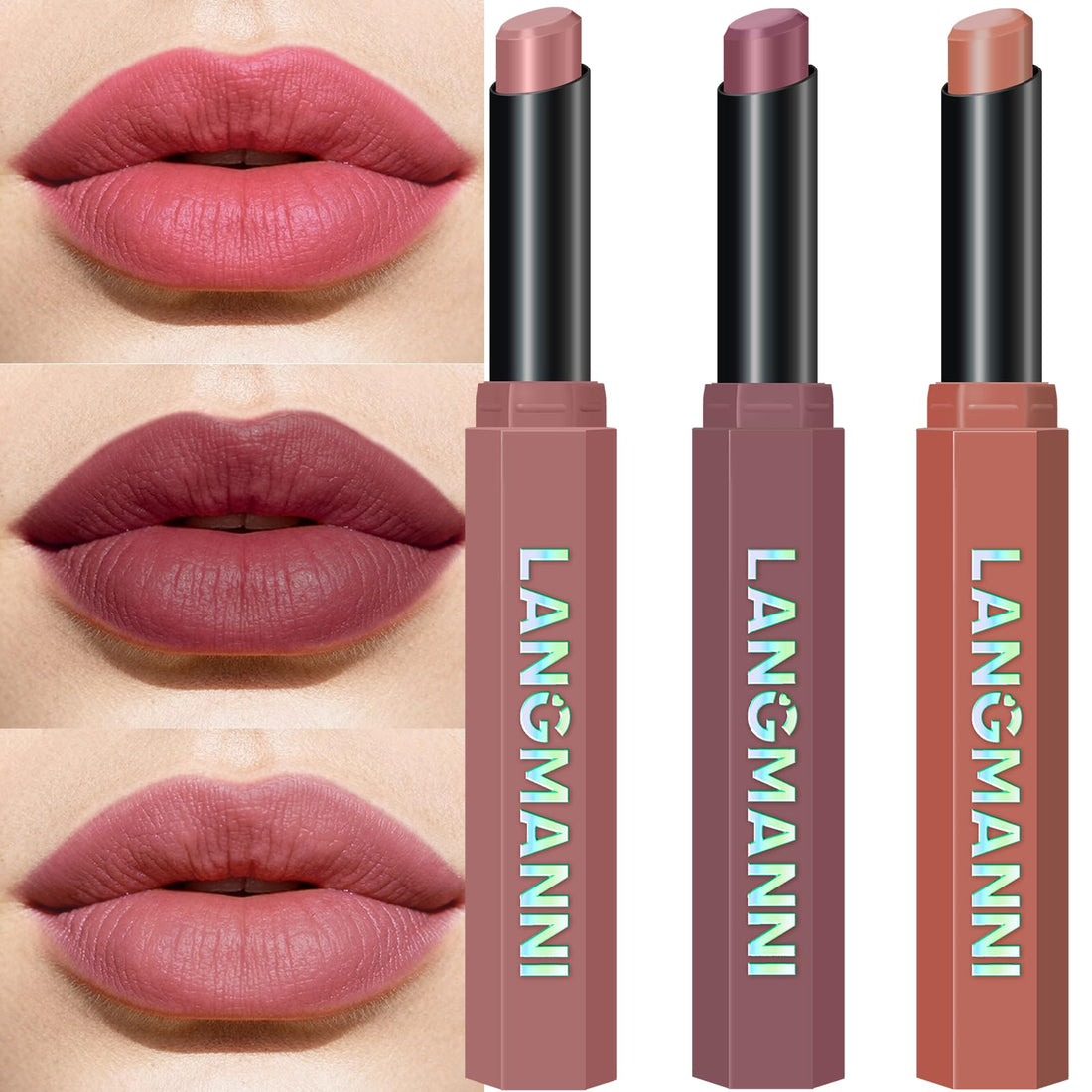 12Pcs Velvet Matte Lipstick Nude Matte Soft Dark Color Stick High Pigmented Long-Lasting Waterproof Lip Stick Lip Balm Beauty Cosmetics Gift for Women(01#-12#)