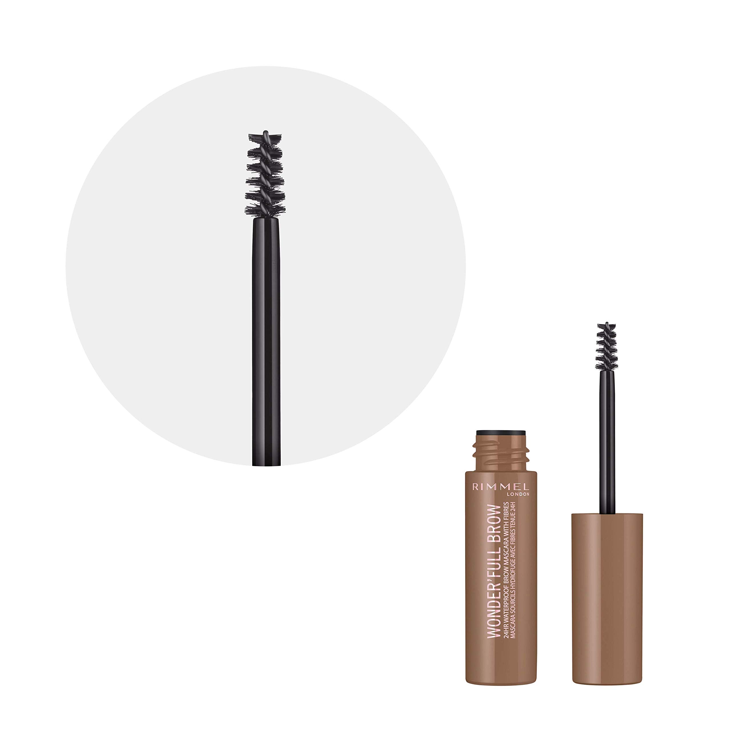 Rimmel London Wonderâ€™Full Brow 24HR Waterproof Brow Gel, with Fibres for Plump Thick Brows, Dark, 4.5 ml (Pack of 1)