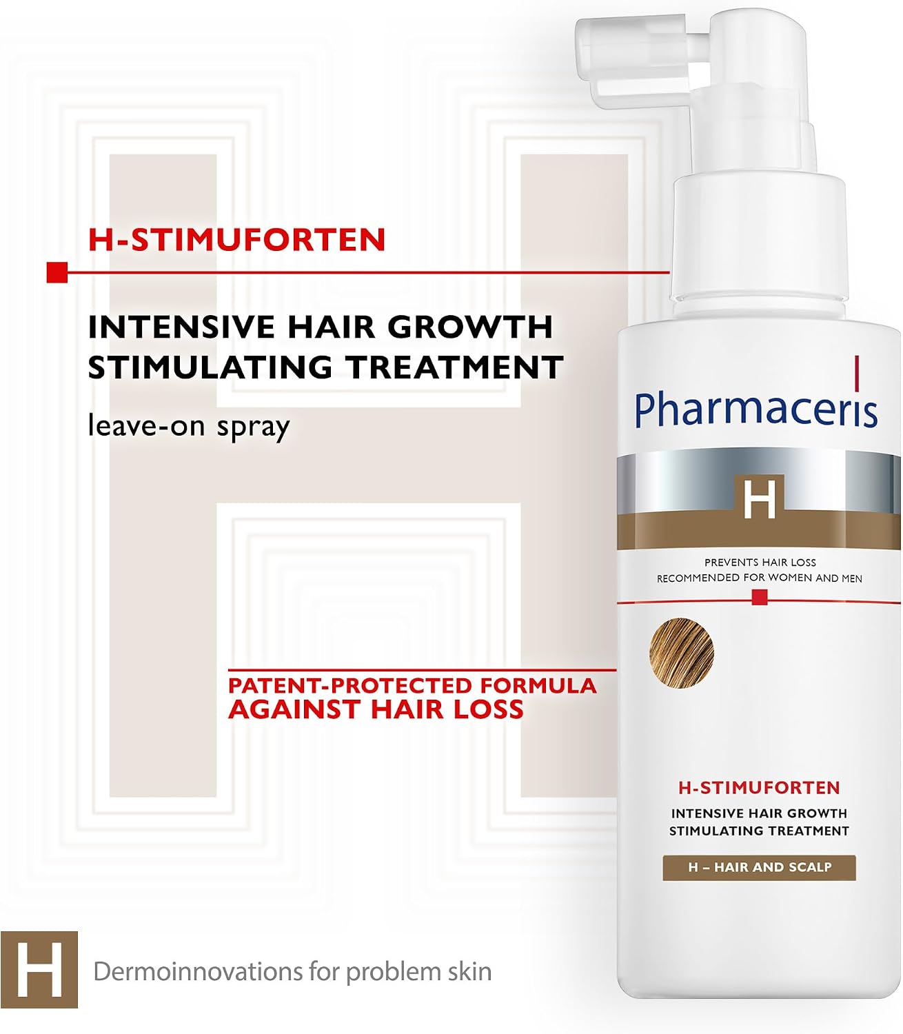 Pharmaceris H Stimuforten, Intensive Hair Growth Stimulating Spray, Hair Loss Treatment, Women and Men, for Sensitive Scalp - 125 ml