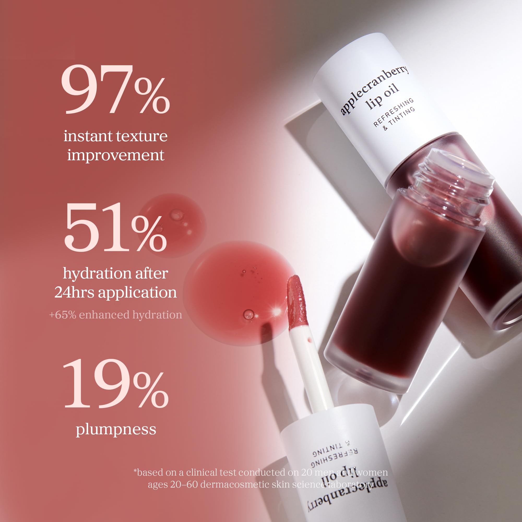 NOONI Korean Vegan Lip Oil - Appleberry | Lip Stain, Gift, Long-Lasting, Moisturising, Plumping, Revitalising for Dry Lips, Waterproof, No Peel Off, 0.12 Fl Oz