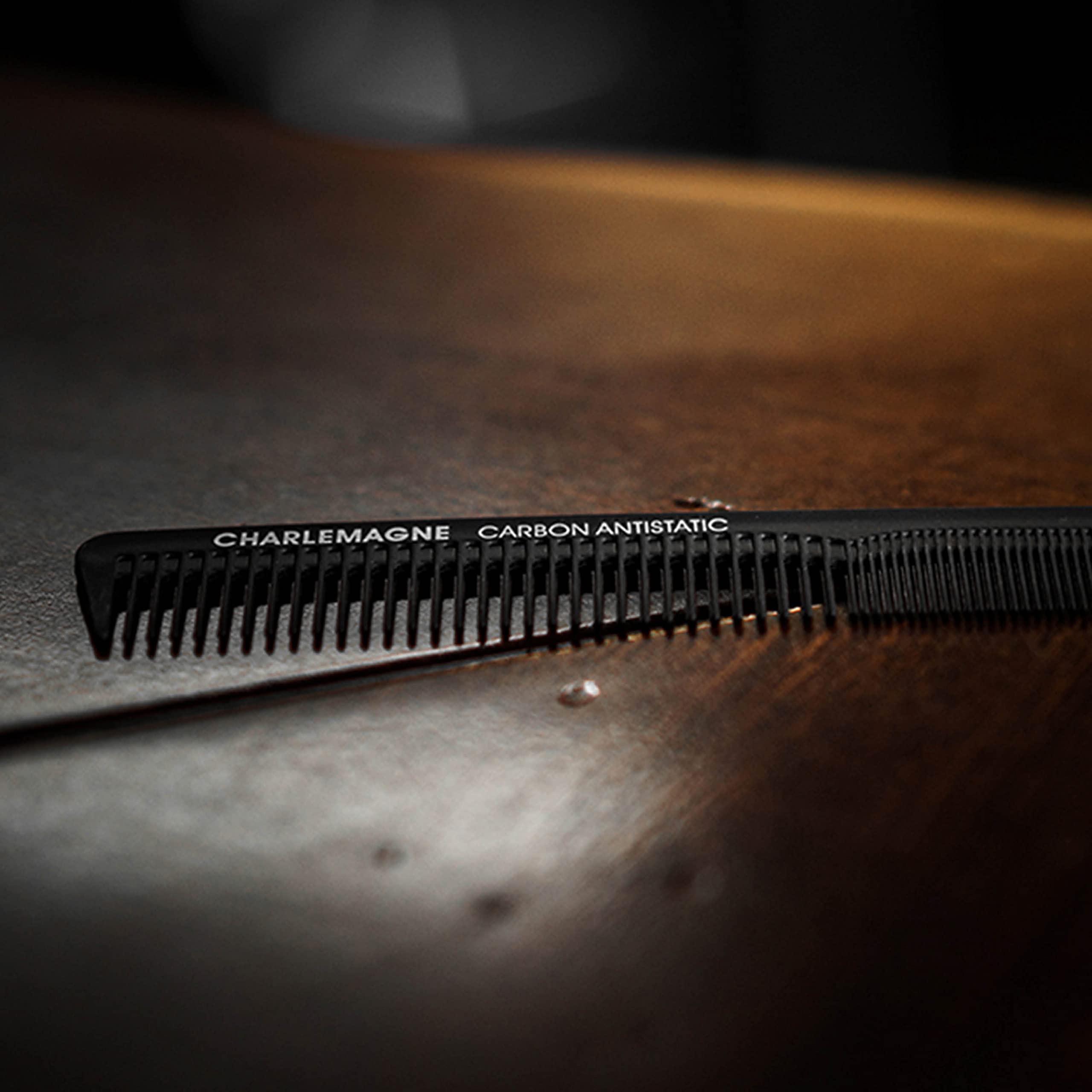 Charlemagne Carbon Fibre Hair Comb - Fine Tooth Mens Comb, 1 Pack - Carbon Cutting & Styling Tool for Men - Antistatic Grooming for Hair & Beard - Curl Detangling Tool for Mens Thick & Fine Locks Halalzen