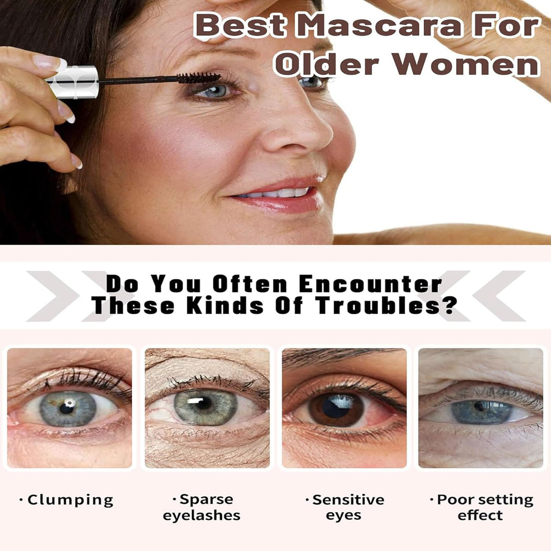 Black Mascara for Older Women Waterproof Volumising & Lengthening Mascara for Thinning,Ageing Lashes | Gentle on Sensitive Eyes-(2-Pack) Halalzen