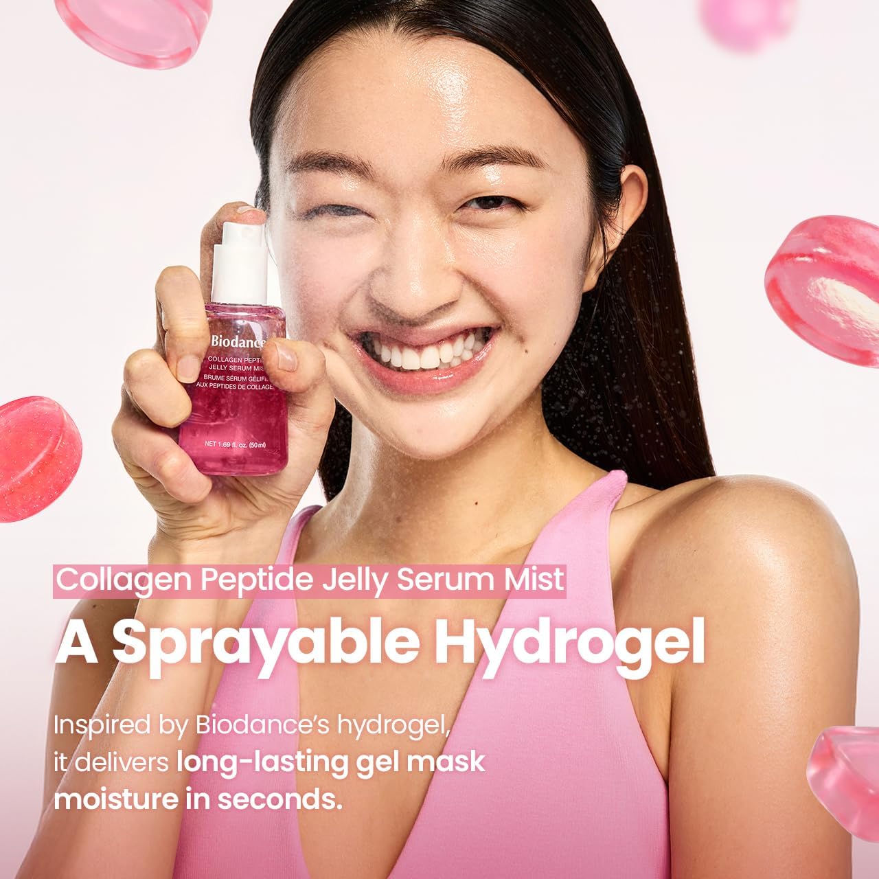 BIODANCE Collagen Peptides Jelly Serum Facial Mist 50ml | Jelly-to-Mist Hydrating Face Mist, Plumping, Anti-Aging Face Spray, Sprayable Hydrogel | 243Da Collagen & 10 Signal Peptides | Korean Skincare