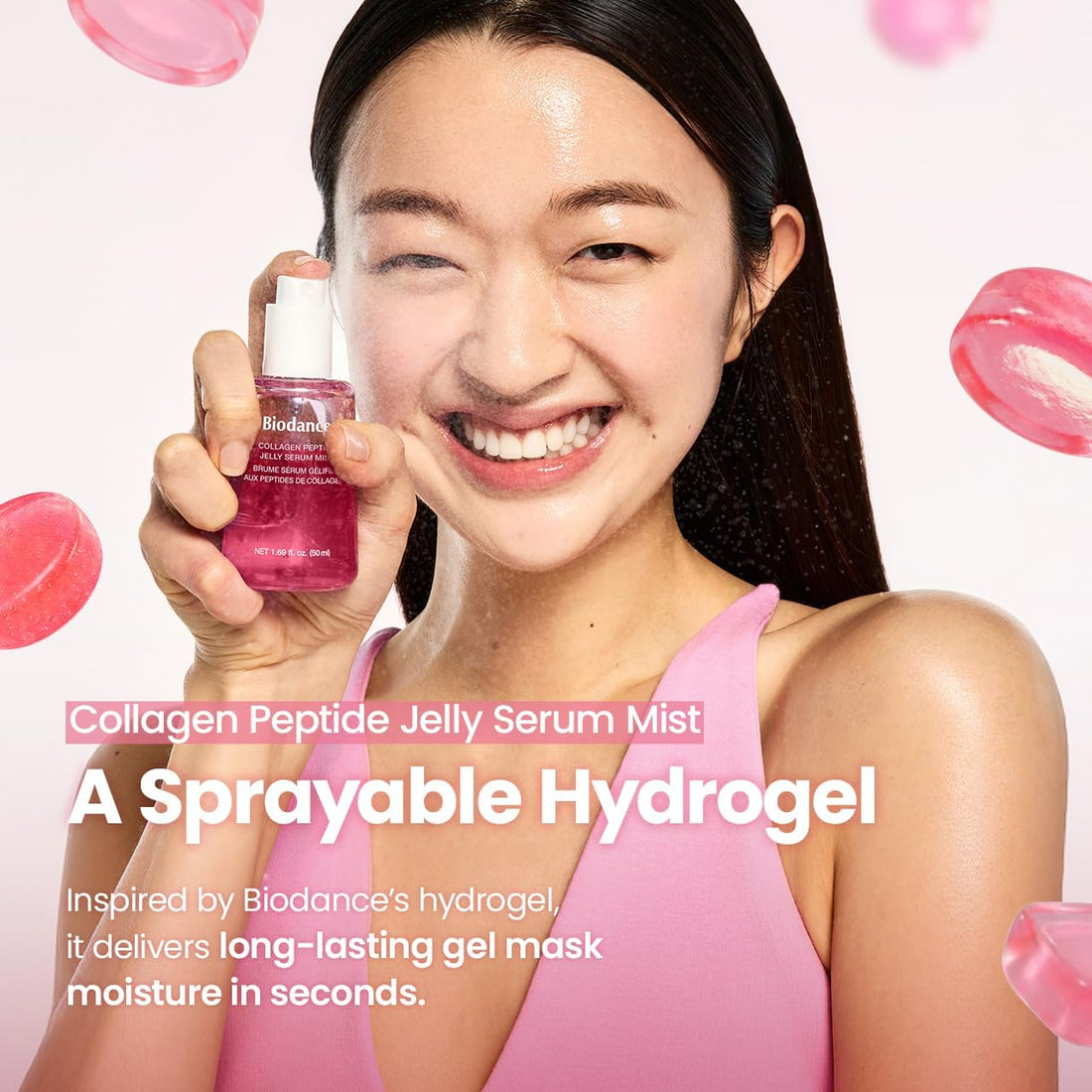BIODANCE Collagen Peptides Jelly Serum Facial Mist 50ml | Jelly-to-Mist Hydrating Face Mist, Plumping, Anti-Aging Face Spray, Sprayable Hydrogel | 243Da Collagen & 10 Signal Peptides | Korean Skincare