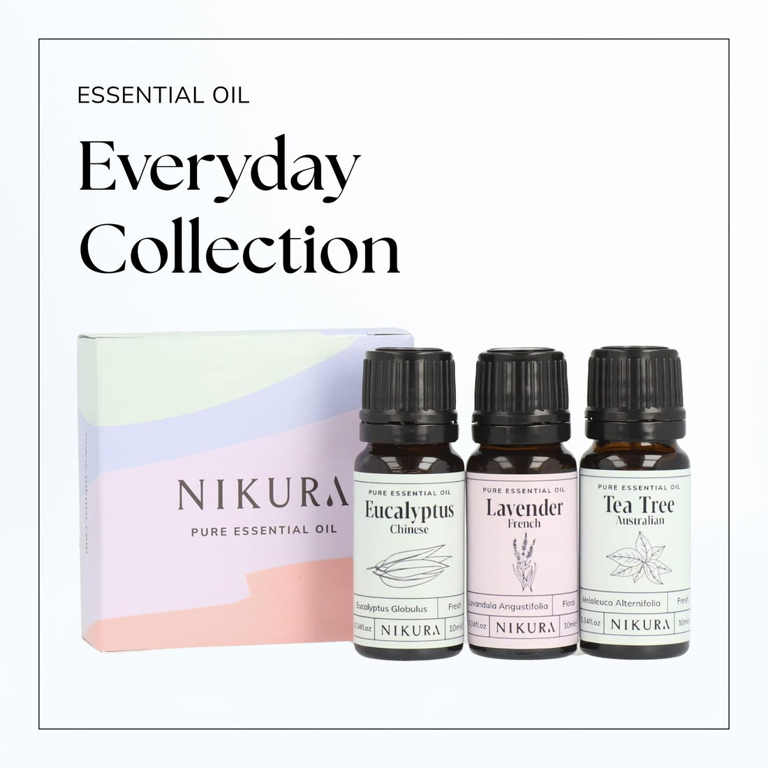 Nikura Essential Oils Blends Gift Set | Calming Essential Oils for Diffusers for Home, Sleep, Wax Melts | Relaxing Aromatherapy Oils | UK Made & Vegan