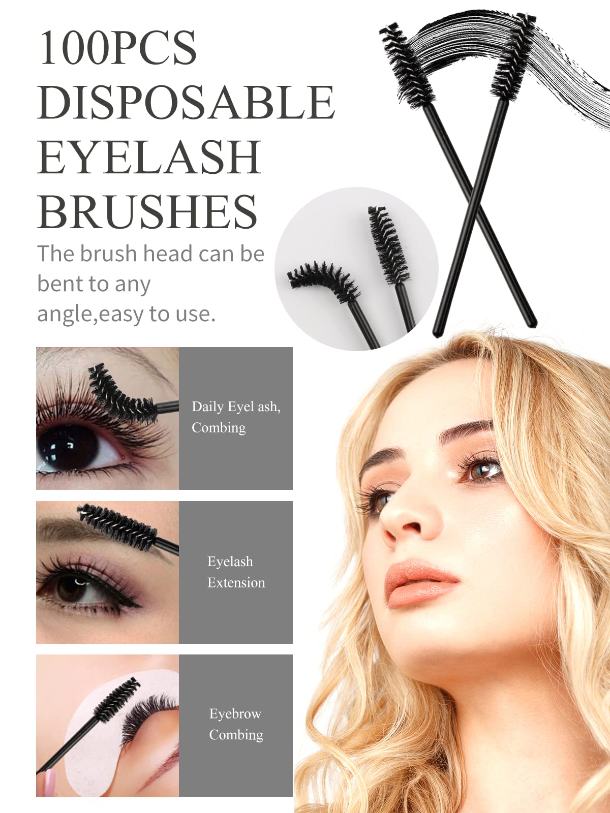 Yokilly 300PCS Disposable Mascara Wands Lip Wands Set,100Pcs Eyelash Brush/100Pcs Lip Brush/100PCS Micro Brushes,Makeup Tool Kit with Organizer Box Halalzen