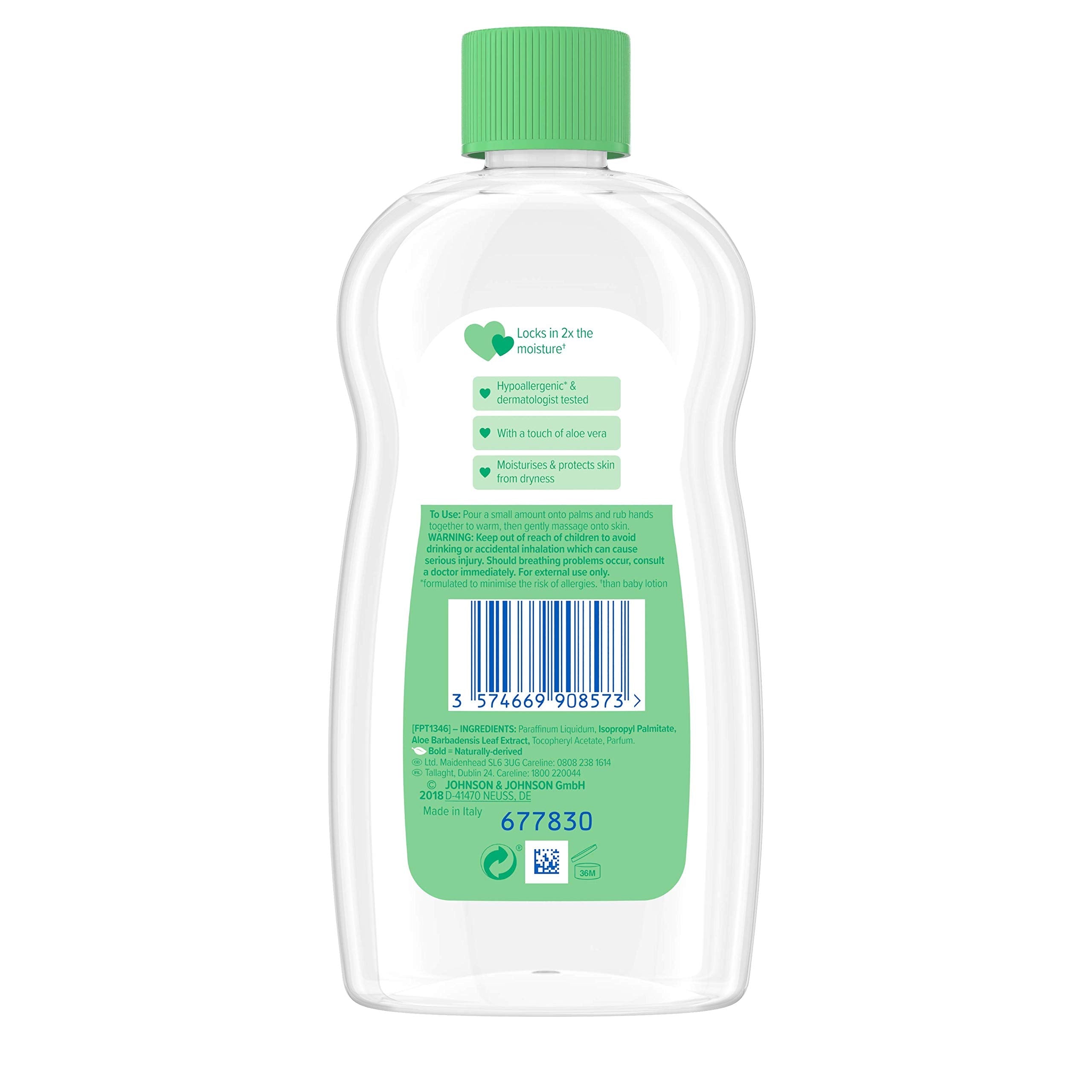 Johnson's Aloe Vera Baby Oil 300ml – Leaves Skin Soft and Smooth – Ideal for Delicate Skin Halalzen