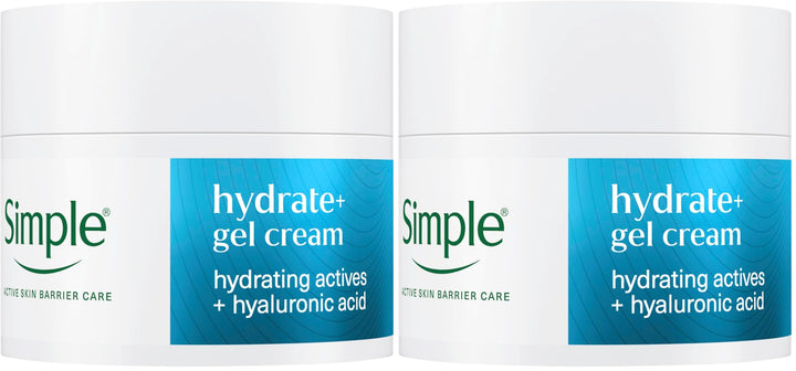 Simple Hydrate+ Facial Moisturiser, Hydrating Actives + Hyaluronic Acid, Multi-Layer* Hydration up to 100 Hours, Gel Cream Day Moisturiser for Sensitive Skin, 50 ml Halalzen