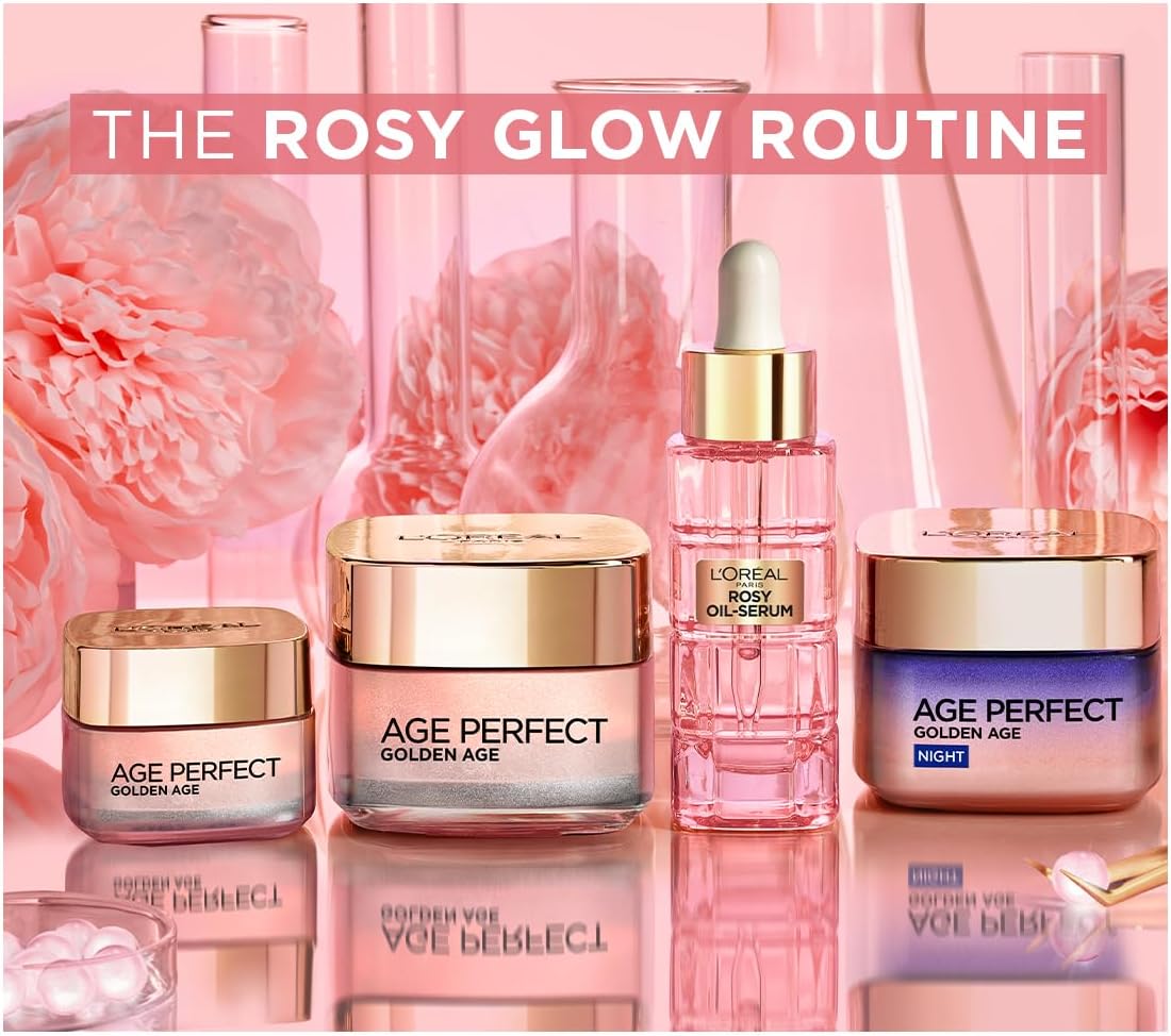 L'Oreal Paris Age Perfect Golden Age Rosy Oil Face Serum, Infused with Peony Cells, Visibly Boosts Skin Radiance & Brightens Complexion for a Healthy Glow, 30ml Halalzen
