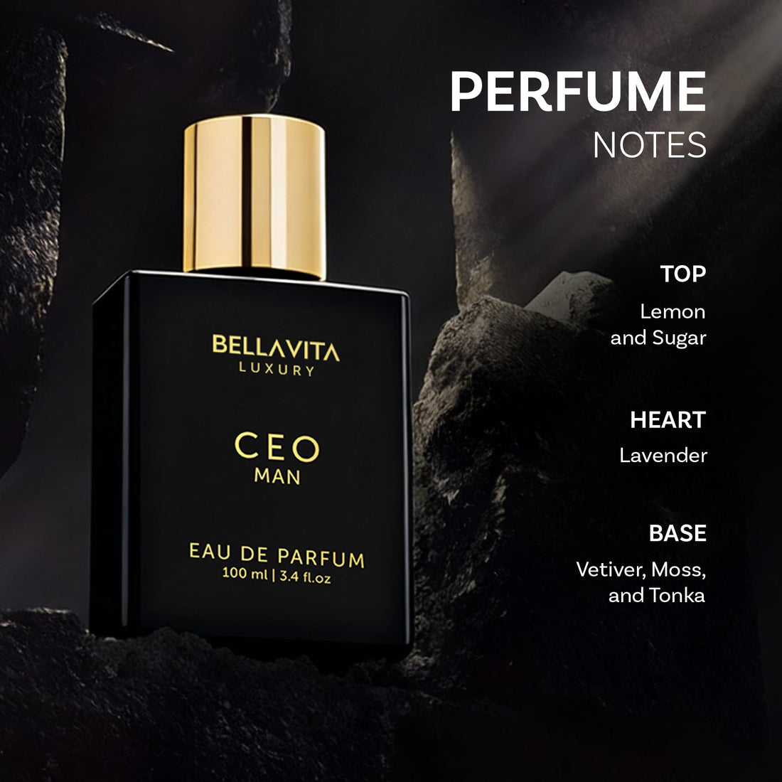 Bellavita Luxury G.O.A.T. Eau de Parfum | 100 ml (3,4 fl.oz.) | Parfum pour Homme | Notes d'agrumes, de bergamote, de patchouli et de vétiver | Parfum masculin longue tenue