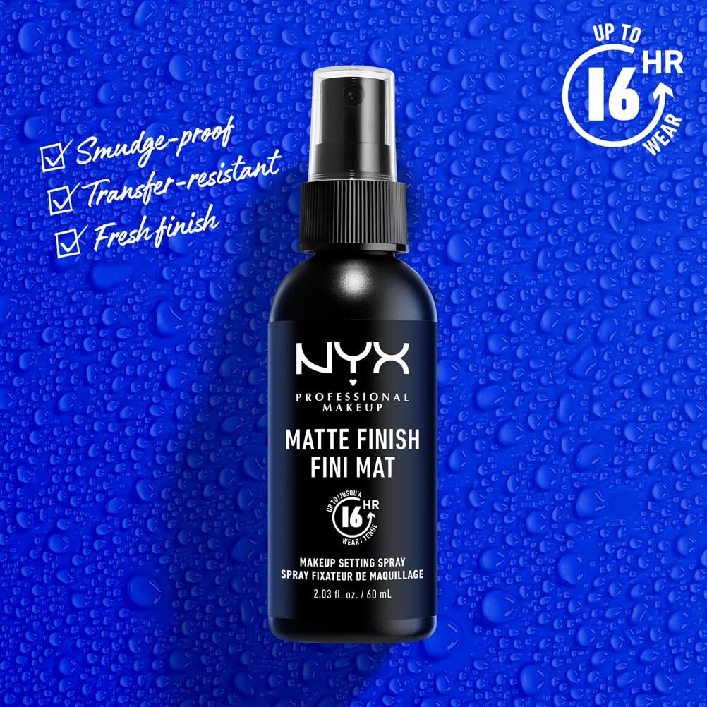 NYX Professional Makeup Setting Spray for Face, Matte Setting Spray, Up to 16 Hour Makeup Wear, Long Lasting Shine Free Finish, Lightweight, Regular 60ml Halalzen